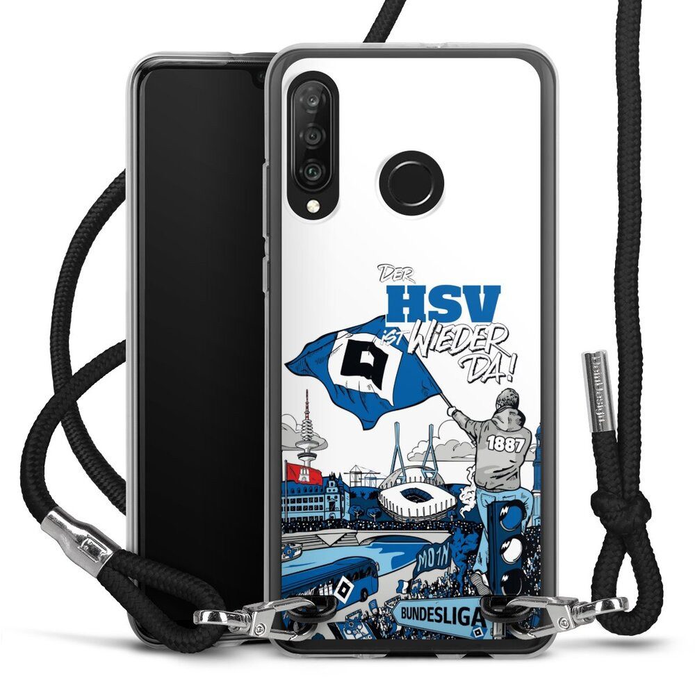 DeinDesign Handyhülle Hamburger SV Offizielles Lizenzprodukt Aufstieg, Huawei P30 Lite Premium Handykette Hülle mit Band Case zum Umhängen