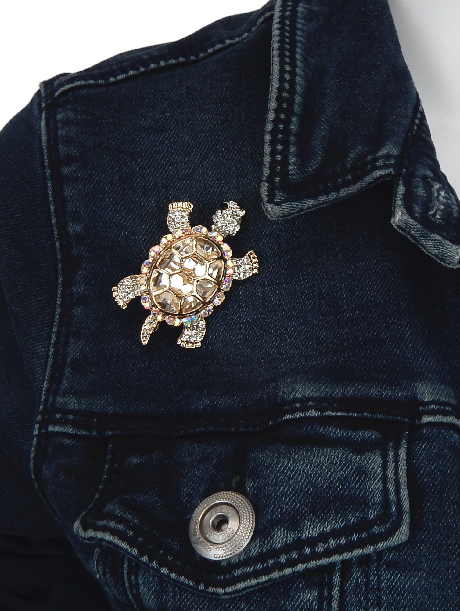 Ella Jonte Brosche, Schildkröte Strass Ziernadel in 3 Farben gold grün rosa günstig online kaufen