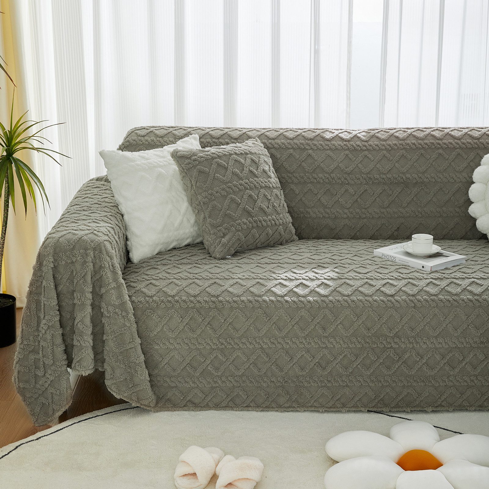 Jibenhome Sofahusse Jacquard Plüsch-Sofabezug Sofadecke,Couchschutz,Babydec günstig online kaufen