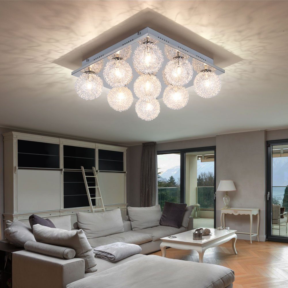 9 LED Warmweiß, inklusive, Leuchtmittel etc-shop Glaskugeln Deckenleuchte Wohnzimmer Flammig Deckenleuchte,