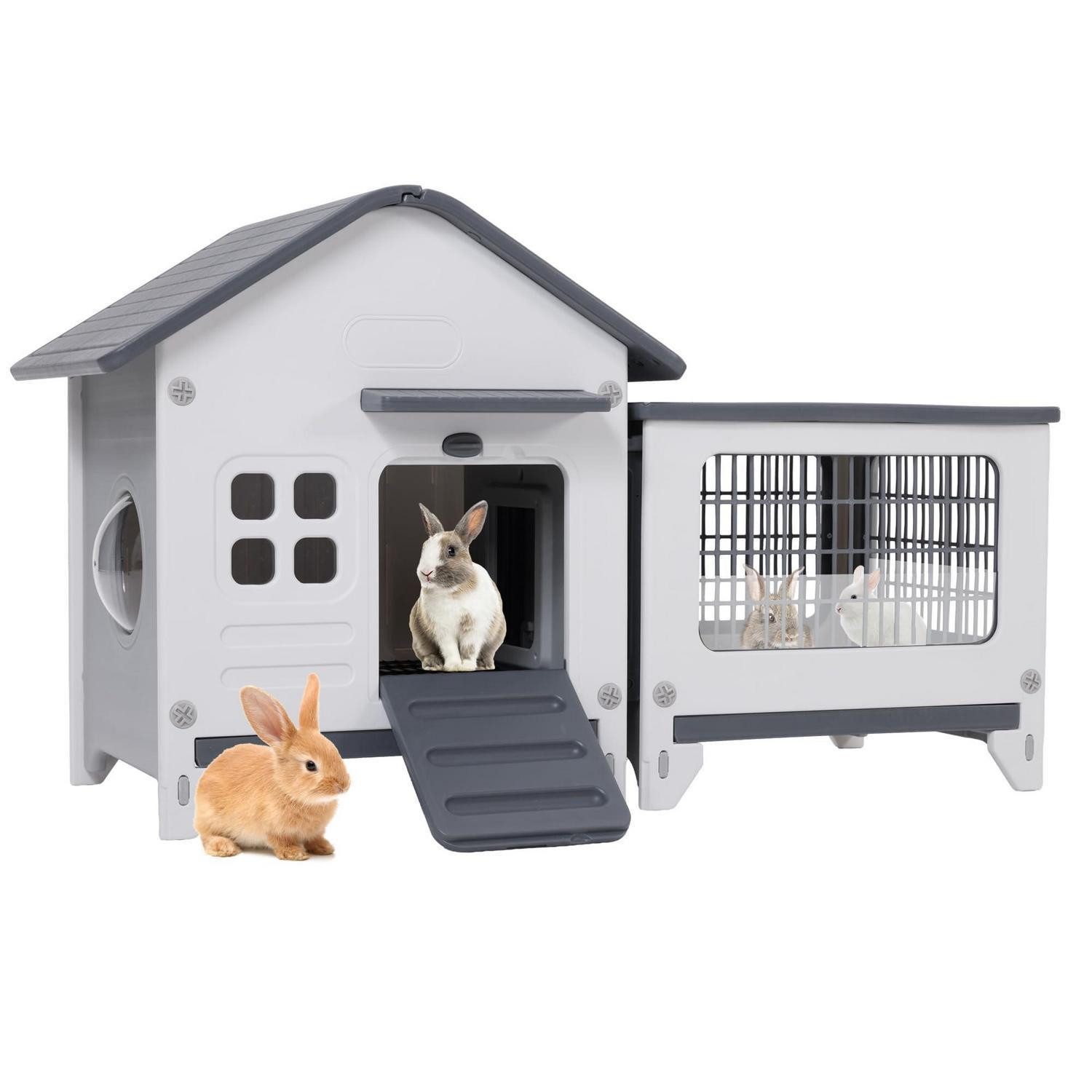 LuxusKollektion Kleintierkäfig Kaninchenstall m. Auslauf HDPE Outdoor/Indoor