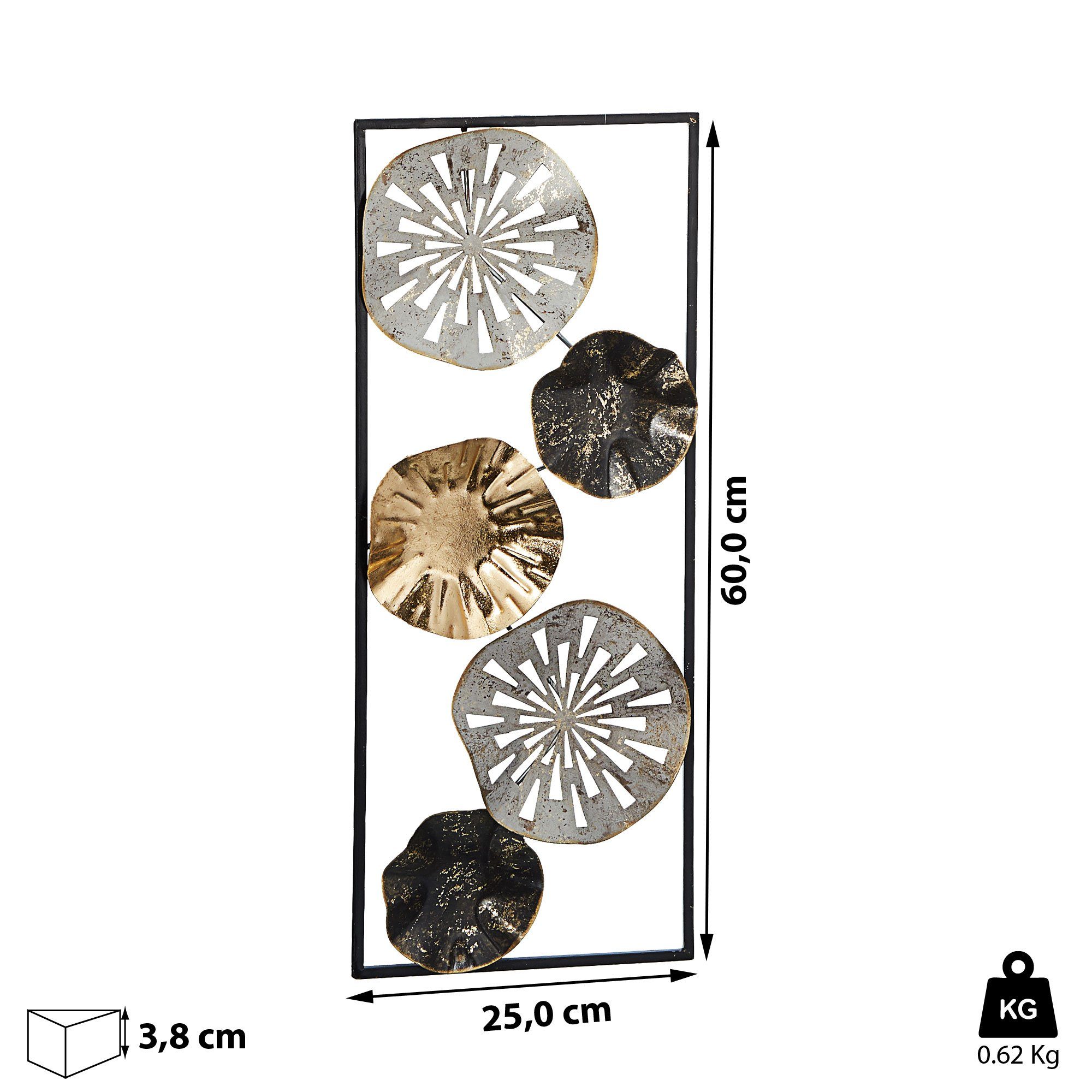 CEPEWA Kunstdruck Wanddeko aus Metall in Rahmen Wandkunst Blumen günstig online kaufen