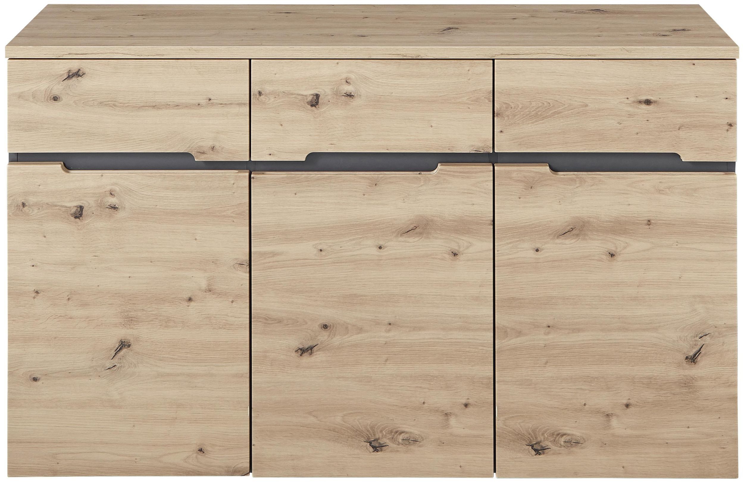 Innostyle Kommode Kommode MEMPHIS GH26 3-türig Artisan Eiche Graphit Nachbildung