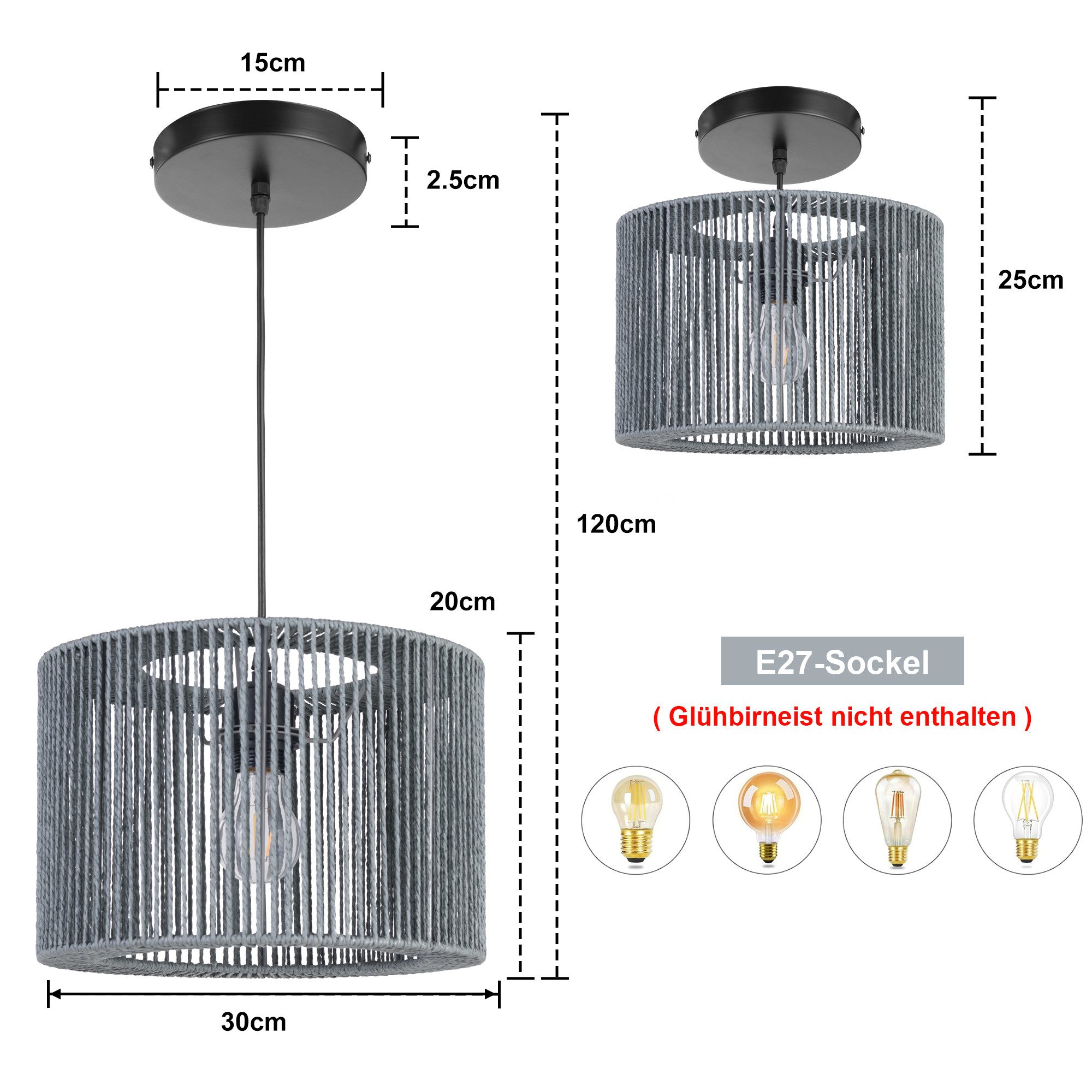 Zedelmaier Pendelleuchte Hängelampe hängend Deckenlampe, ohne Leuchtmittel, ohne Leuchtmittel, für Esszimmer Wohnzimmer Schlafzimmer – Bild 5 von 5