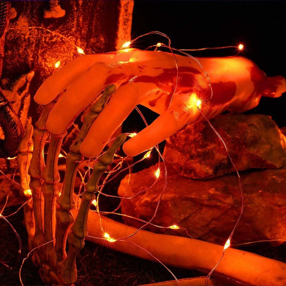 für Orange Zeremonien Batterie, Beleuchtung, 4M Lichter, Weihnachten Außen Kupferdraht, LED-Lichterkette Deko, Party IP44 Sunicol Halloween Wasserdicht