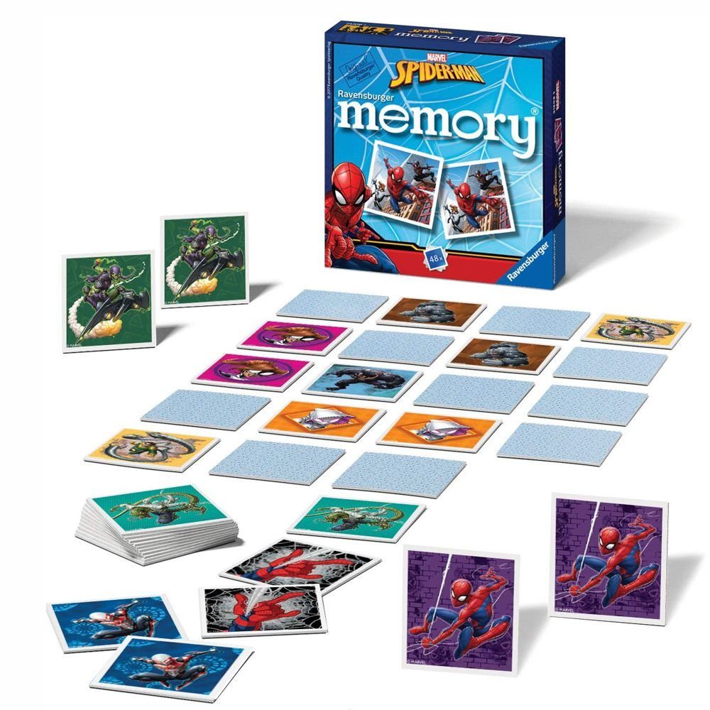 Spiderman Spiel, Memory® Spider-Man Mini 48 Ravensburger Marvel Memory Bildkarten