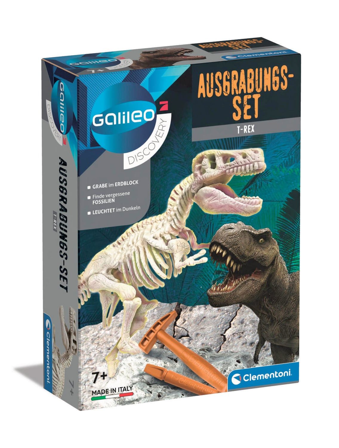 Clementoni® Spiel Ausgrabungs-Set - T-Rex fluoreszierend (Experimentierkasten)