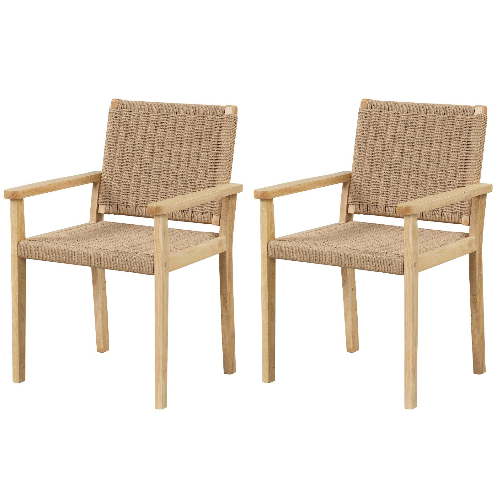 COSTWAY Barhocker, Esszimmerstühle,2er Set,mit Lehne,Holz,180kg