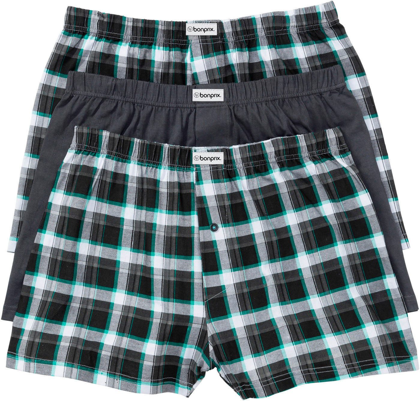 bonprix Boxershorts (Packung, 3-St., 3) lockere Passform, aus Baumwolle, Jersey-Qualität, 3er Pack