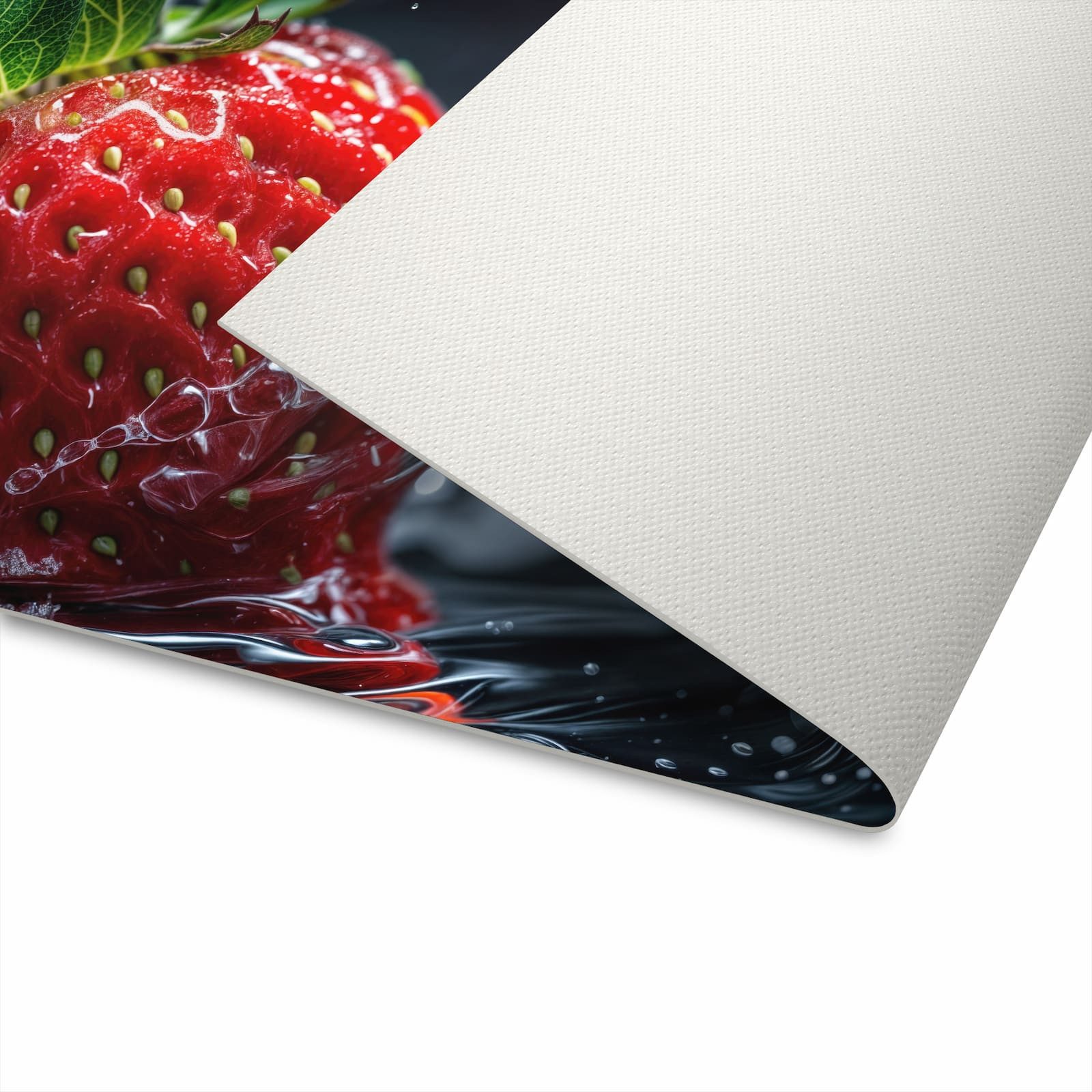 Primedeco Küchenläufer Küchenteppich Erdbeere auf Schwarz, Rechteckig, Höhe: 3 mm, rutschfest, waschbar & pflegeleicht – Bild 5 von 5