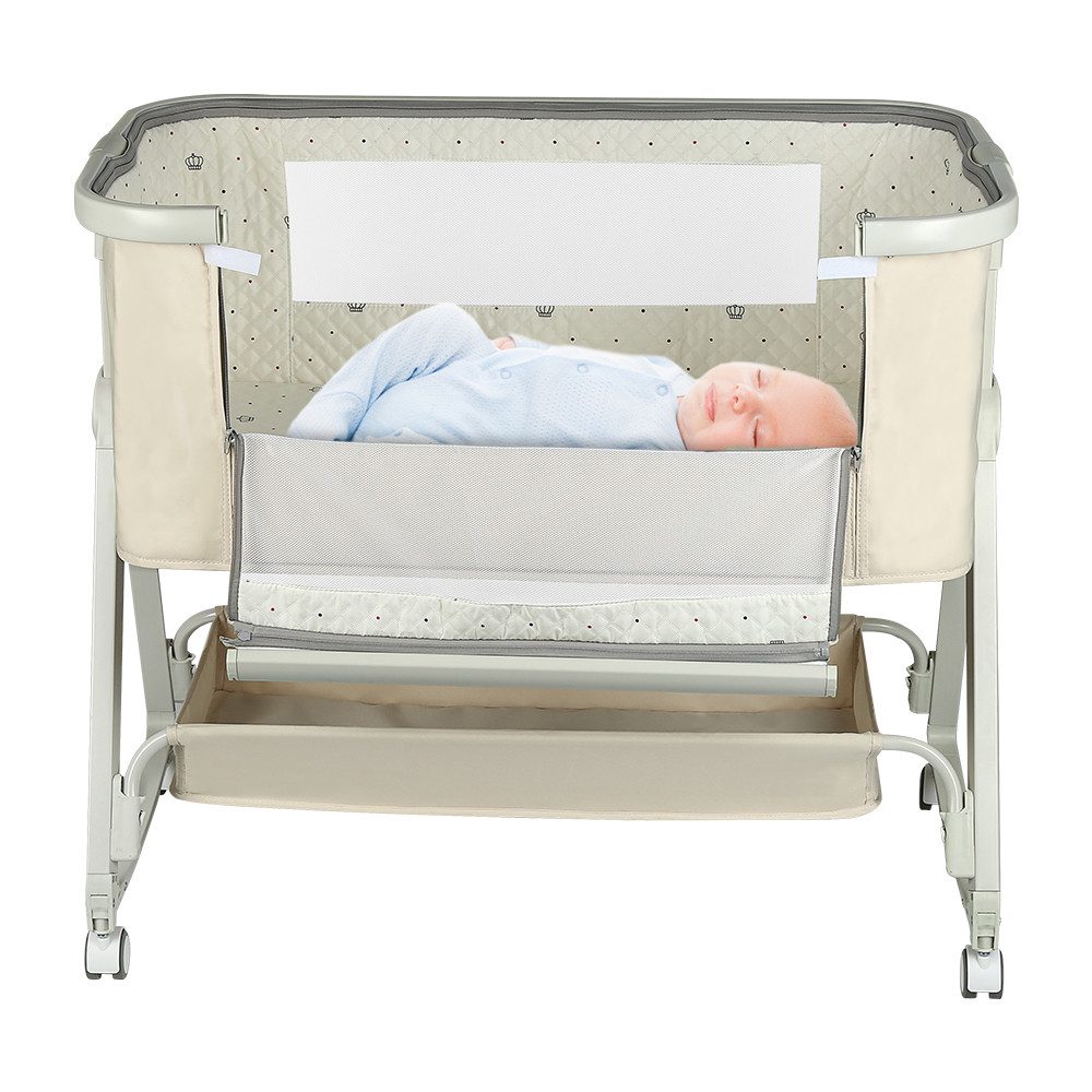 JEOBEST Beistellbett 3 in1 Babybetten mit Rollen, Beistellbett Baby mit Mos günstig online kaufen