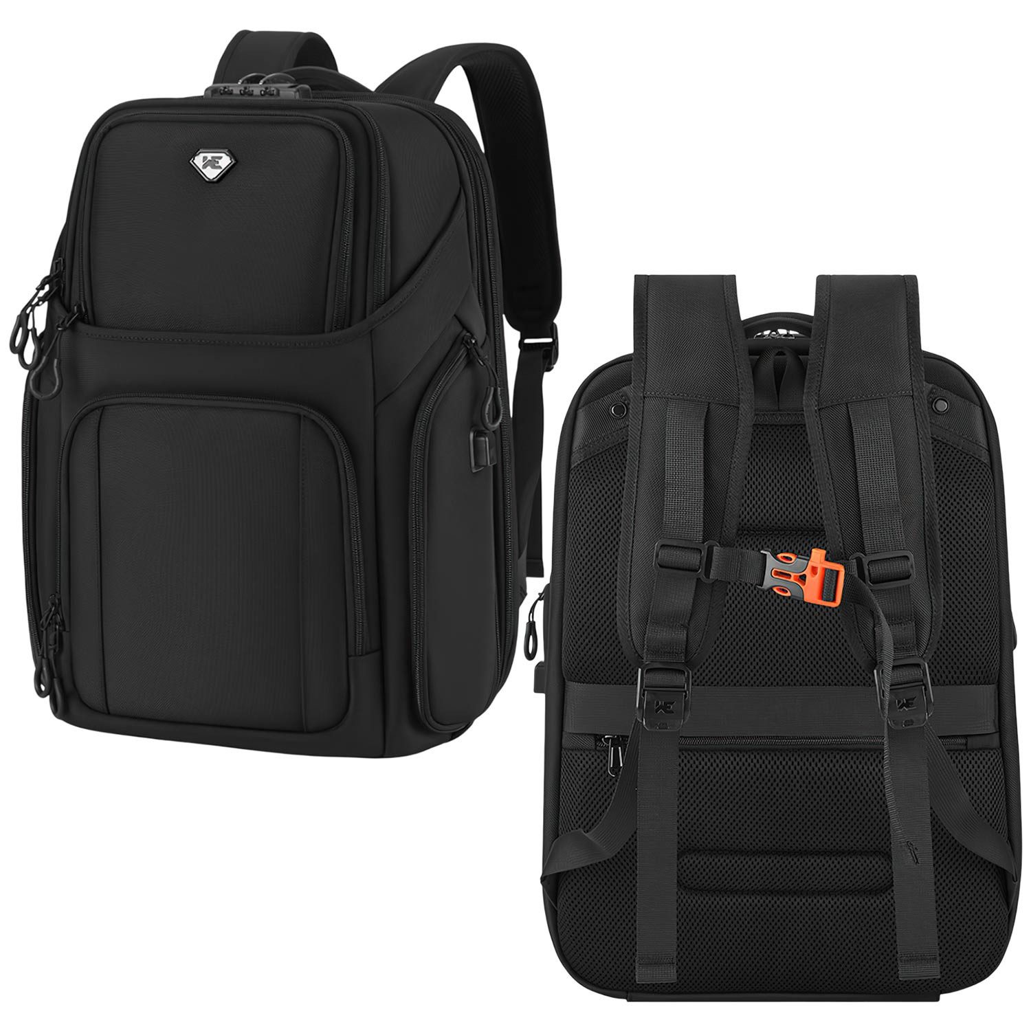 Refttenw Rucksack Erweiterbarer Rucksack,Reiserucksack,Laptoptasche,wasserabweisend