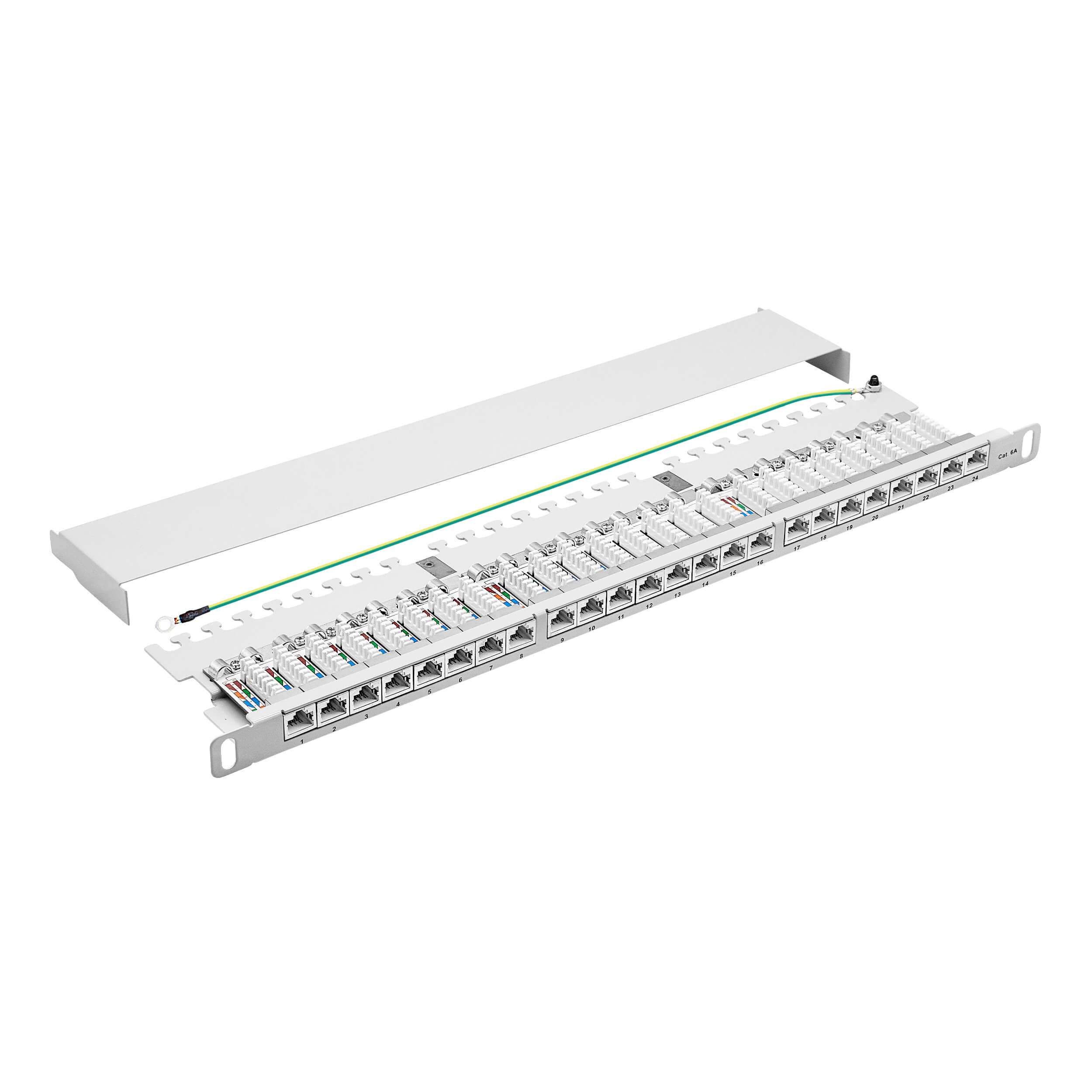 ProfiPatch Patchpanel Verteilerfeld Cat. 6A 19 Zoll Rackeinbau Netzwerk-Patch-Panel (24 Ports, 0.5 HE)