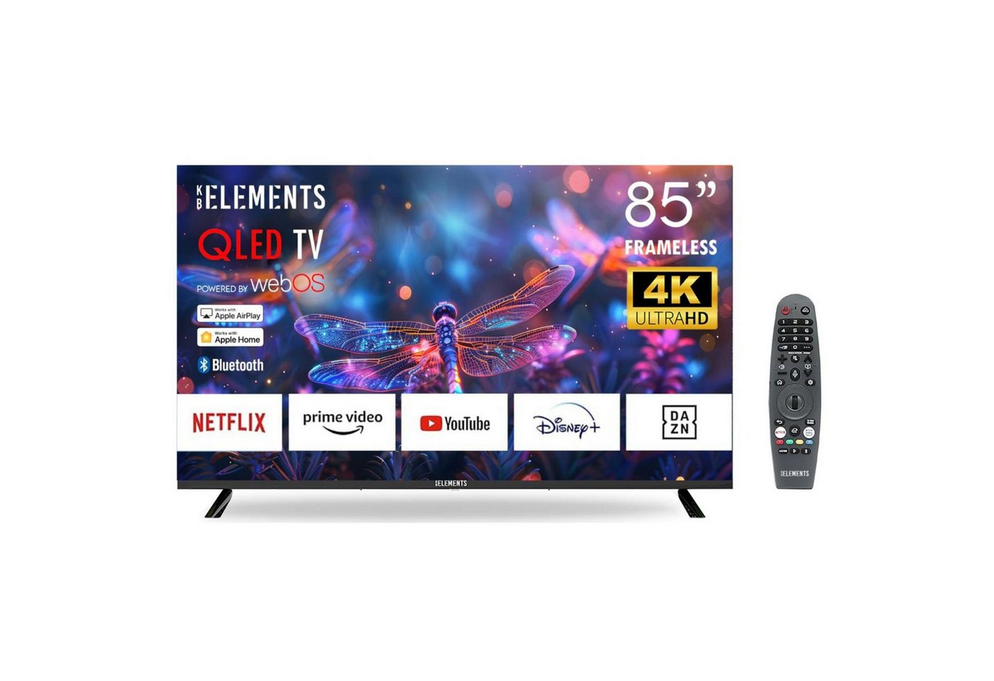 KB Elements ELT85QL7DE QLED-Fernseher (215,00 cm/85 Zoll, 4K Ultra HD, Smart-TV, QLED, 4K UHD, HDR10+, webOS Betriebssystem, Magic Fernbedienung) schwarz ! RABATT: 20.92% KB Elements ELT85QL7DE QLED-Fernseher (215,00 cm/85 Zoll, 4K Ultra HD, Smart-TV, QLED, 4K UHD, HDR10+, webOS Betriebssystem, Magic Fernbedienung) schwarz ! RABATT: 20.92%