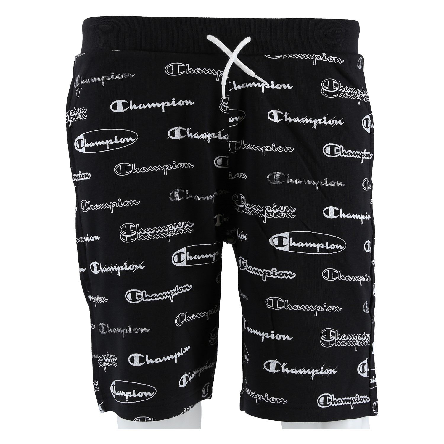 Champion Bermudas Freizeithose (Baumwolle) Allover Script-Print kurz schwarz Jungen