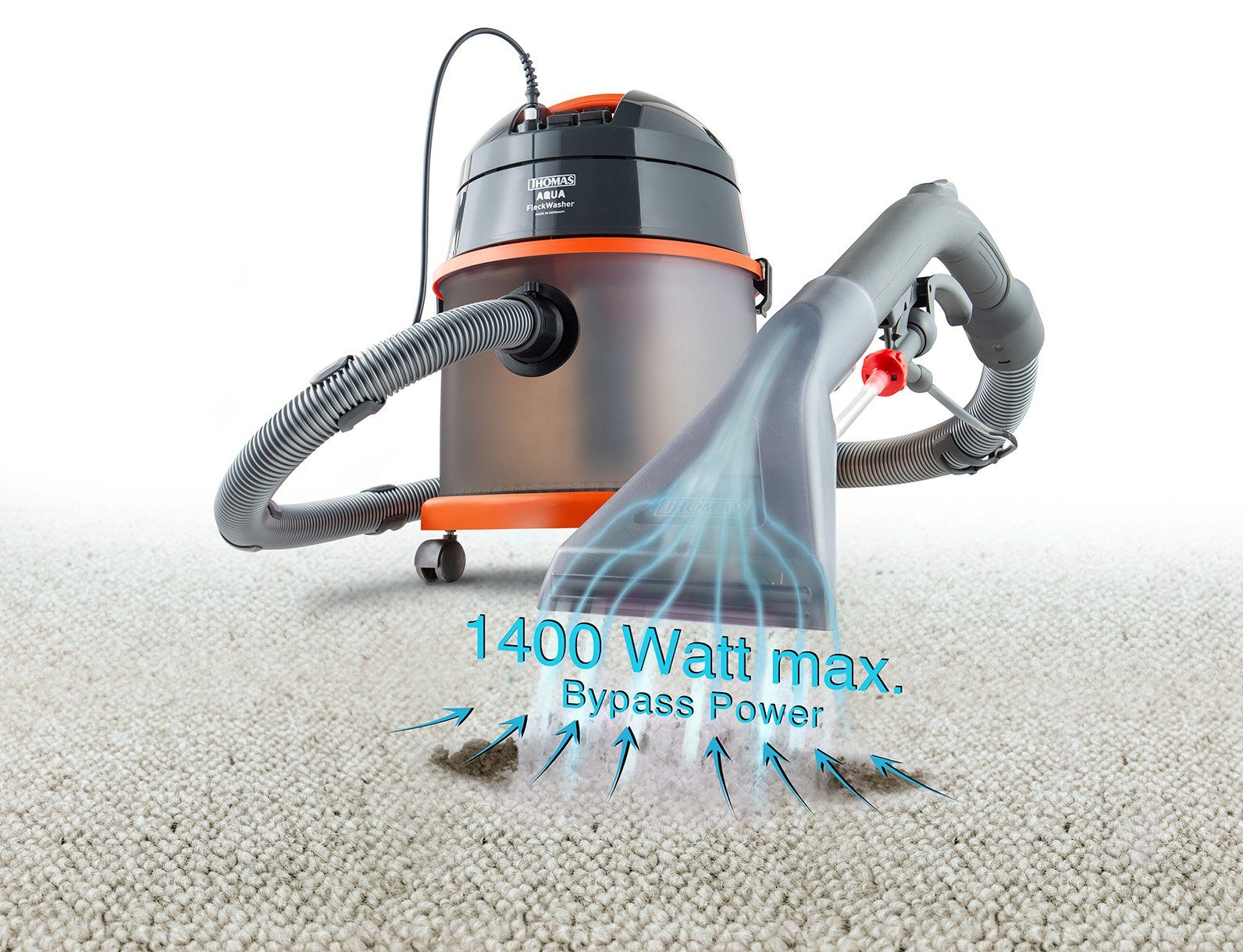 Thomas Matratzenreinigungsgerät THOMAS AQUA FleckWasher, 1400,00 W, umfangreicher Kunststofftank, Kraftvolle Fleckenreinigung mit 4bar Spezialdruckpumpe,Siphonreinigung