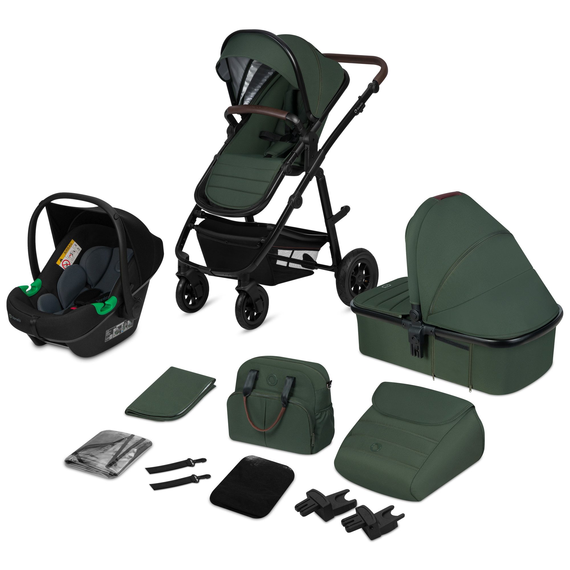 lionelo Kombi-Kinderwagen Amber 3in1, (Set), 3in1/babyschale 0-13kg/Tasche/Moskitonetz/Regenschutz/Boho – Bild 2 von 5