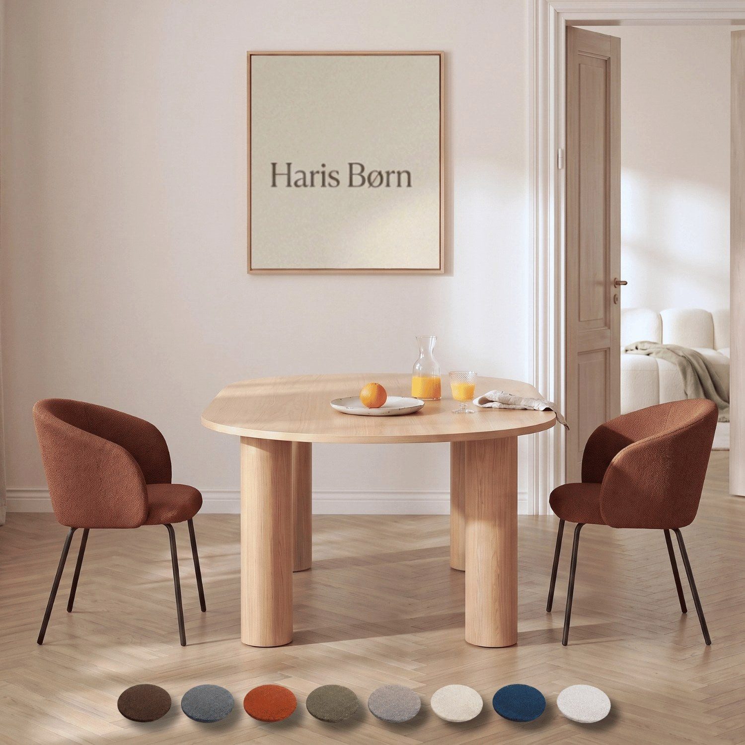 Haris Børn Esszimmerstuhl mit Armlehnen NØR - Hochwertige Polsterstühle für Esszimmer (Set, 2 St), Terracotta - Premium Esszimmer Stühle & Wohnzimmer Stühle