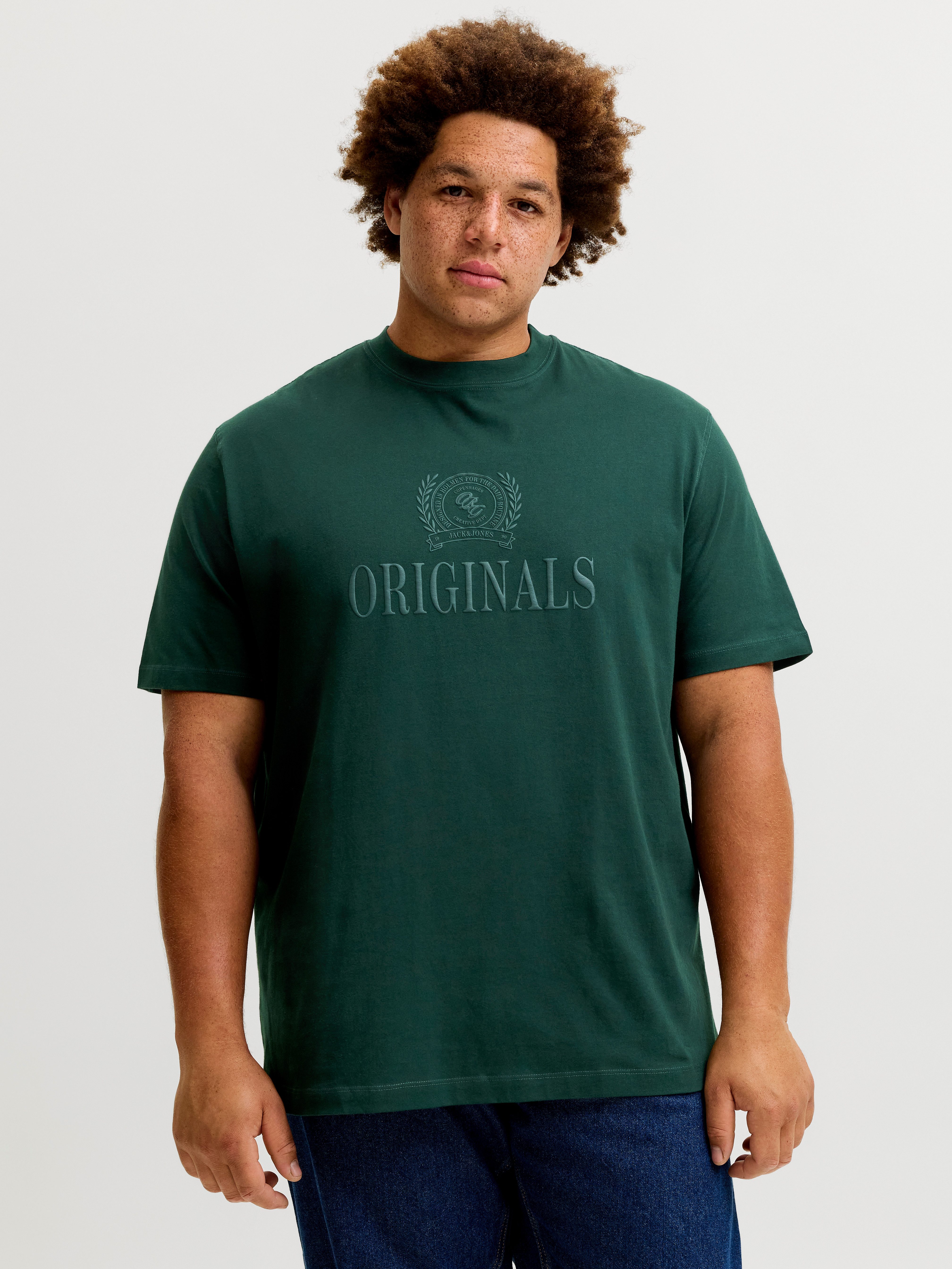 Jack & Jones PlusSize T-Shirt JORFREDERIKSBERG MONOGRAM TEE SS CN PLS Baumwolle