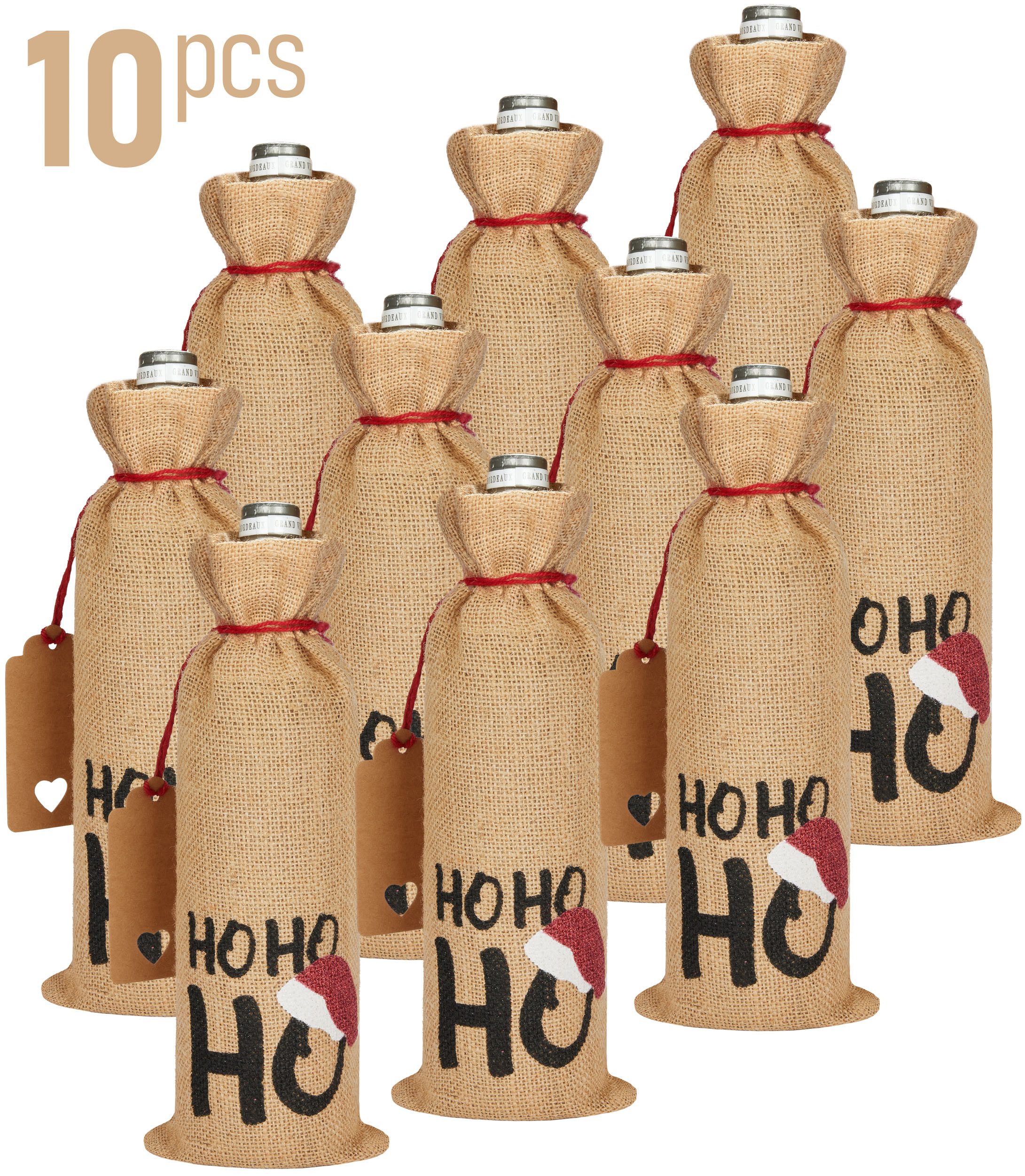 BRUBAKER Weinflaschenhalter HOHOHO mit Weihnachtsmütze, (Weintasche, günstig online kaufen