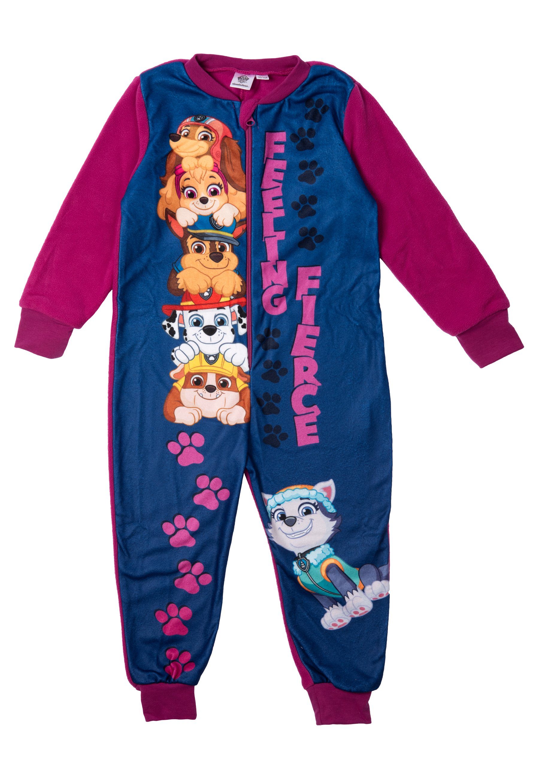 United Labels® Jumpsuit Paw Patrol Jumpsuit Mädchen Overall Pyjama Schlafanzug Pink/Blau