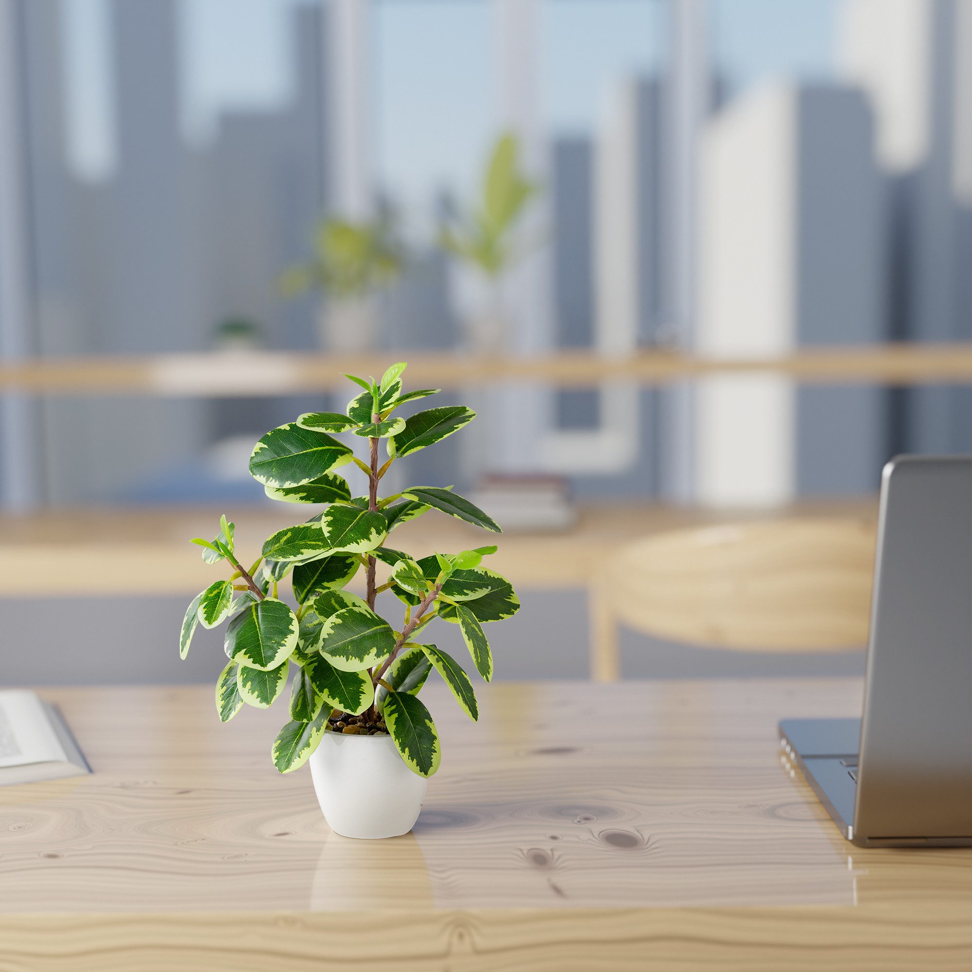 Kunstpflanze Tropische Kunstpflanzen wie echt in weißen Keramiktöpfen, Kuns günstig online kaufen