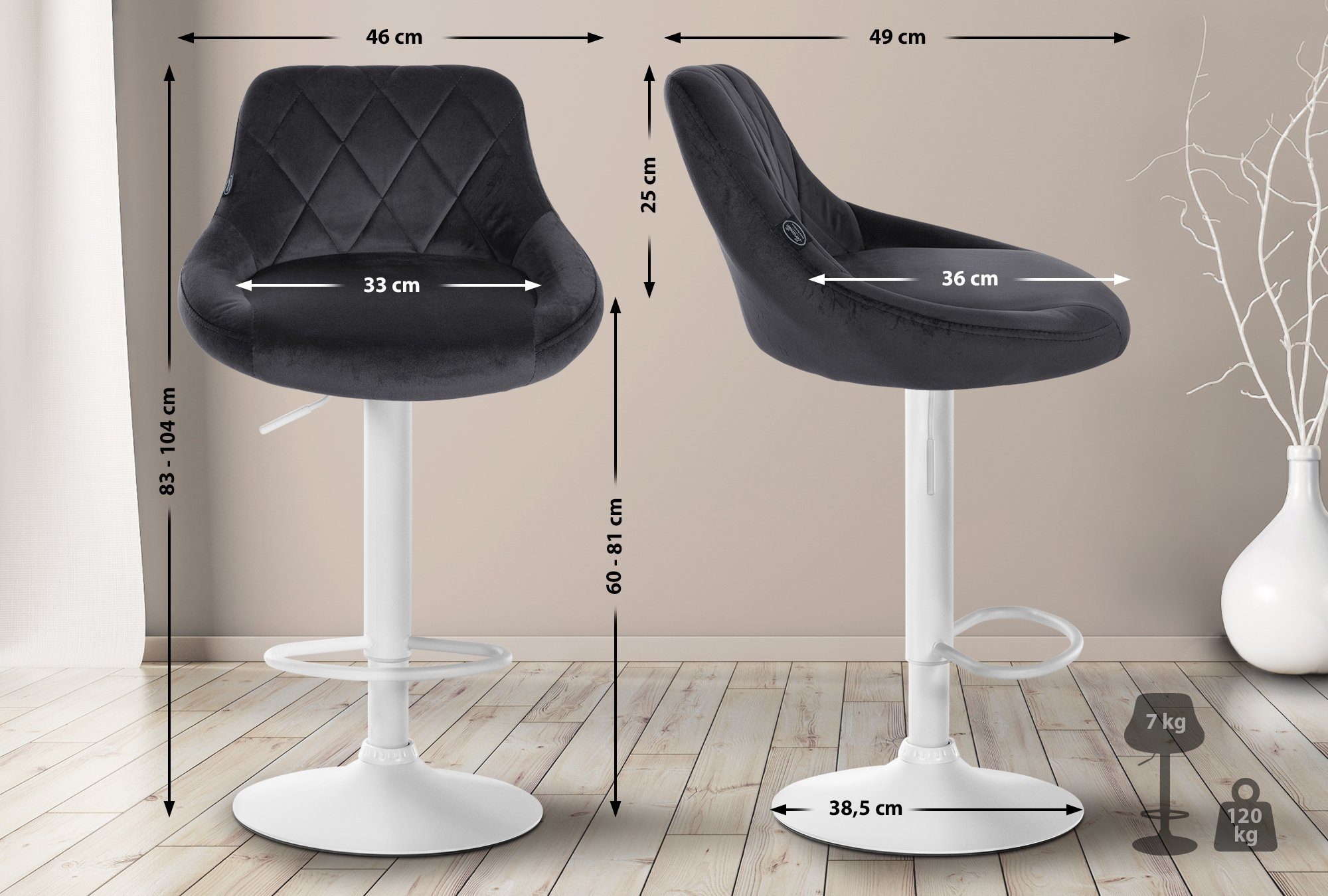 CLP Barhocker Lazio Samt (2er Set, günstig online kaufen