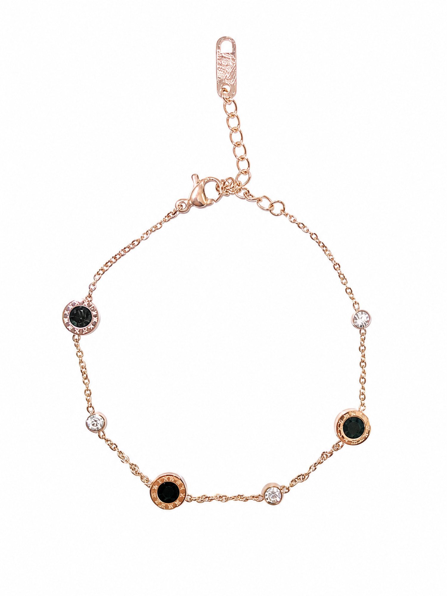 Brise Schmuck Edelstahlarmband Filigranes Damenarmband mit funkelnden Strass-Akzenten, Filigran, mit Strass und Verlängerungskette