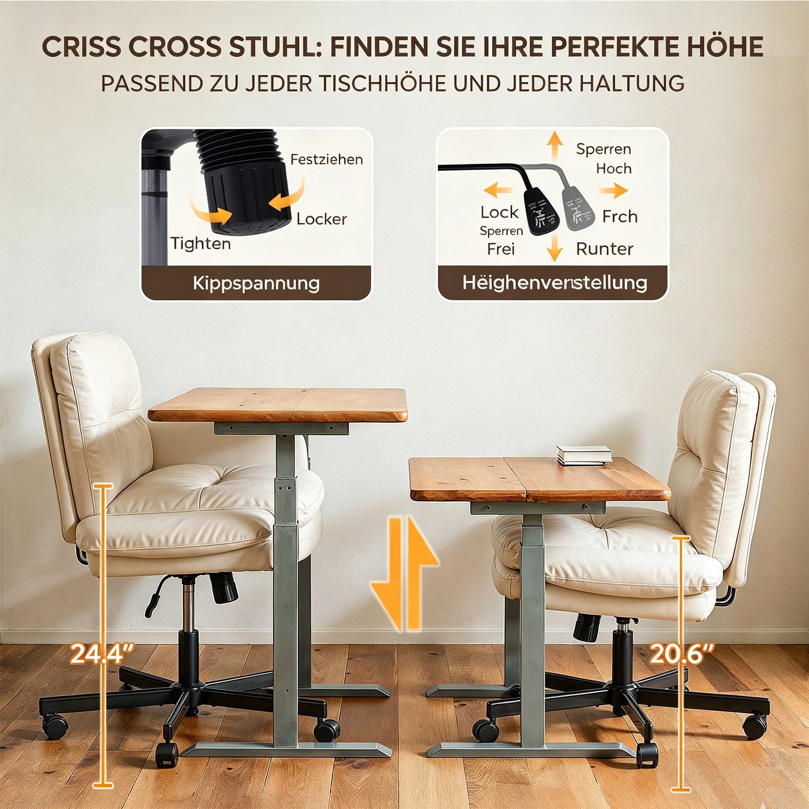 Bestier Drehstuhl Ergonomische Bürostühle, drehbare Kosmetikstühle, Bürostühle – Bild 5 von 5