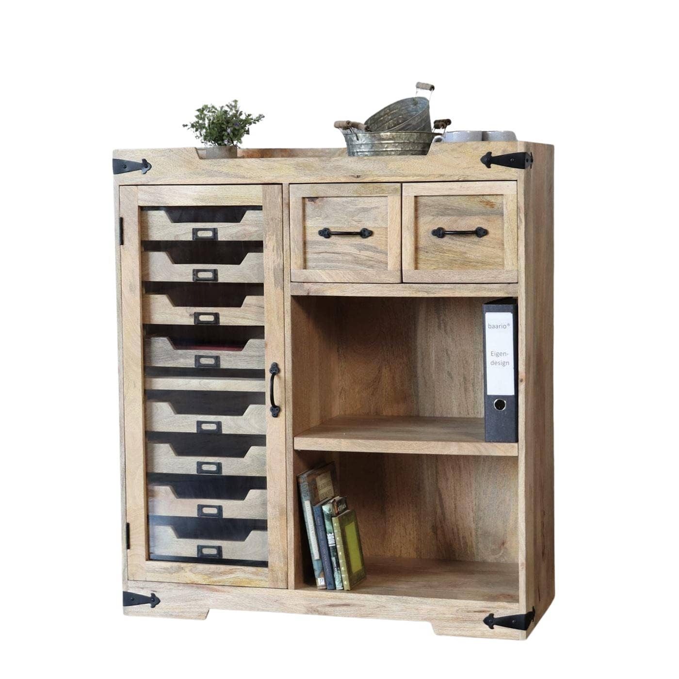 Apothekerkommode Industrielle 20 Tiroirs - Bois Et Métal - Palazzo Int - Haute 153 Cm