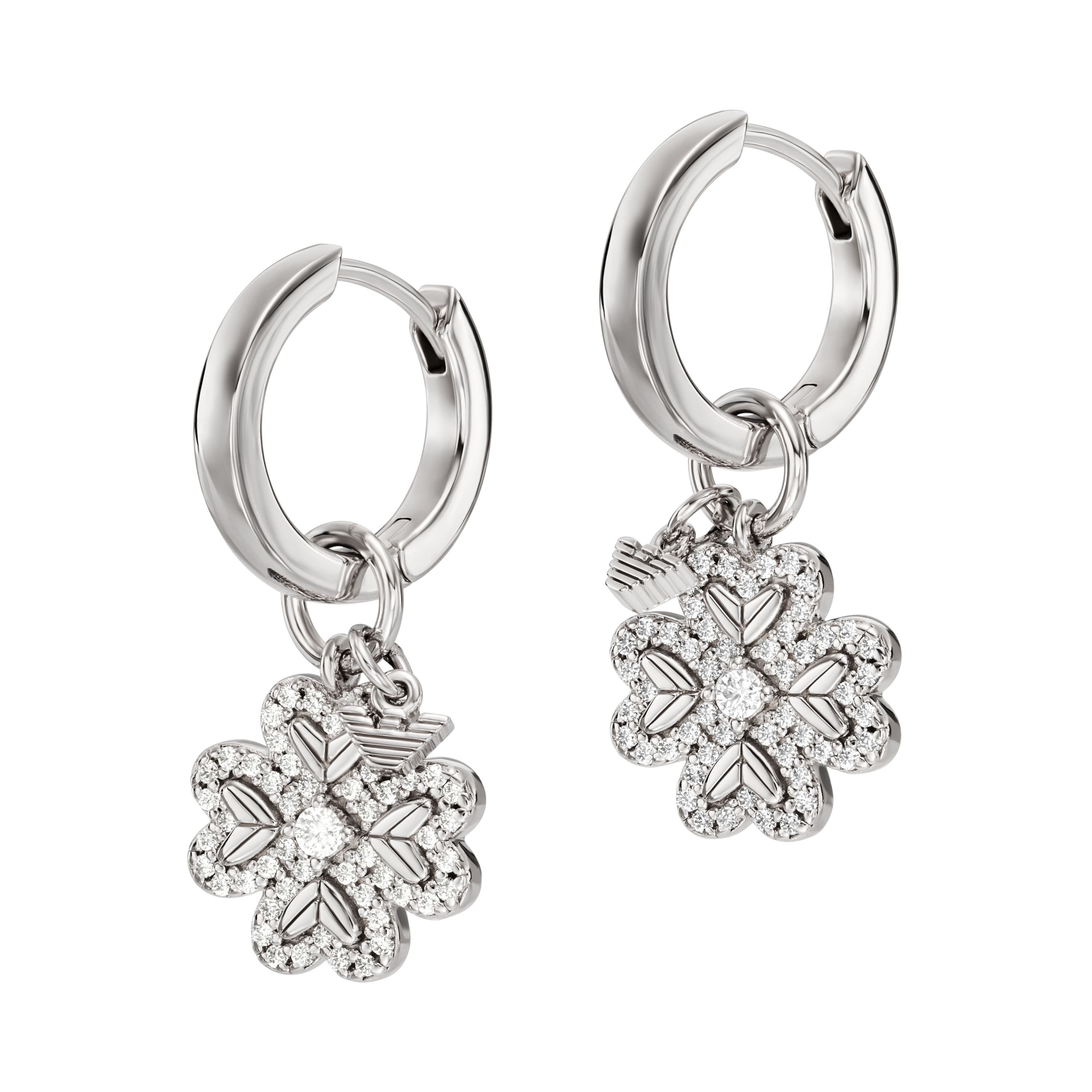 Emporio Armani Paar Creolen Schmuck Geschenk Silber 925 Ohrringe Kleeblatt, günstig online kaufen