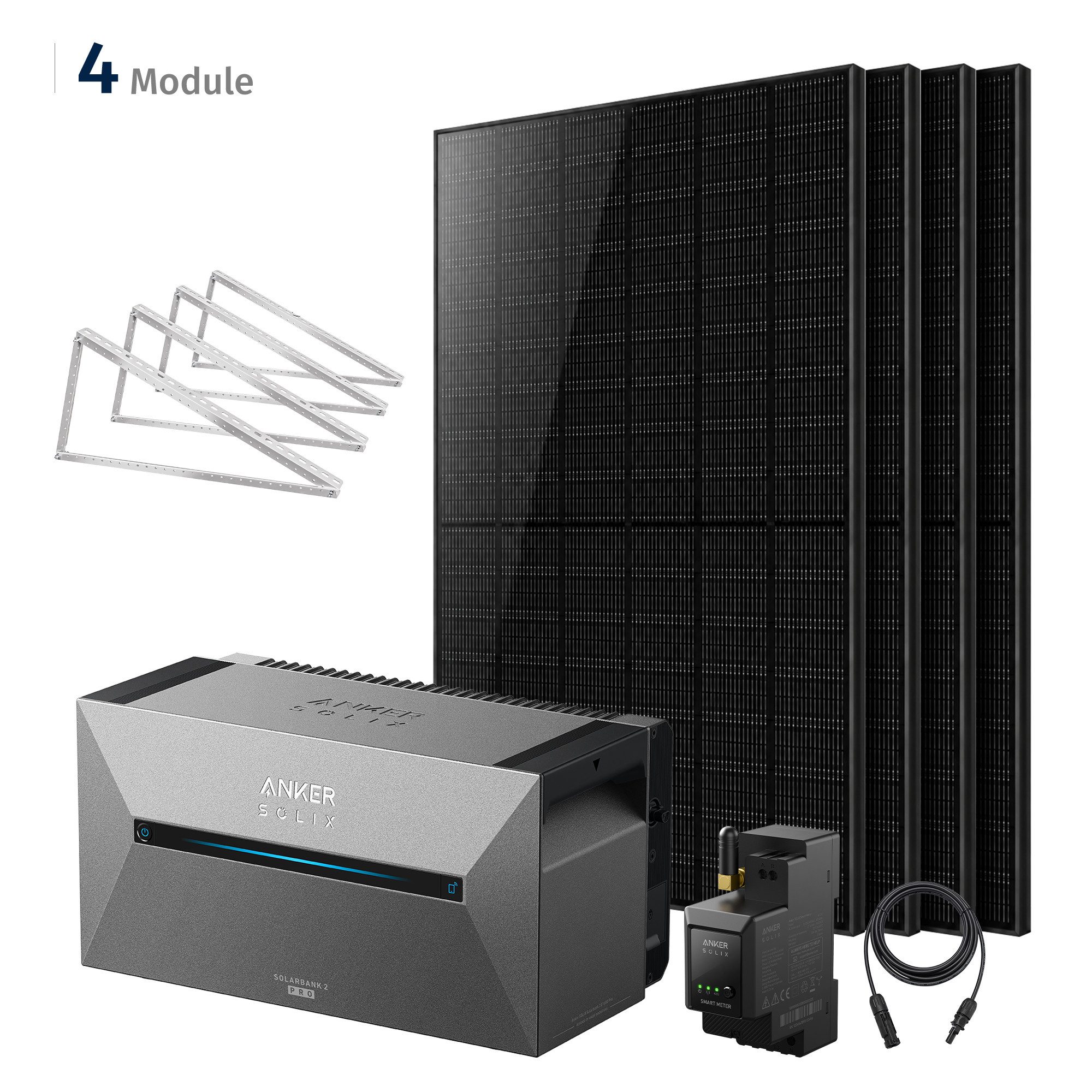 SolarMars Balkonkraftwerk 2000W mit Speicher inkl. Anker Solix Solarbank 2/3/4 Pro