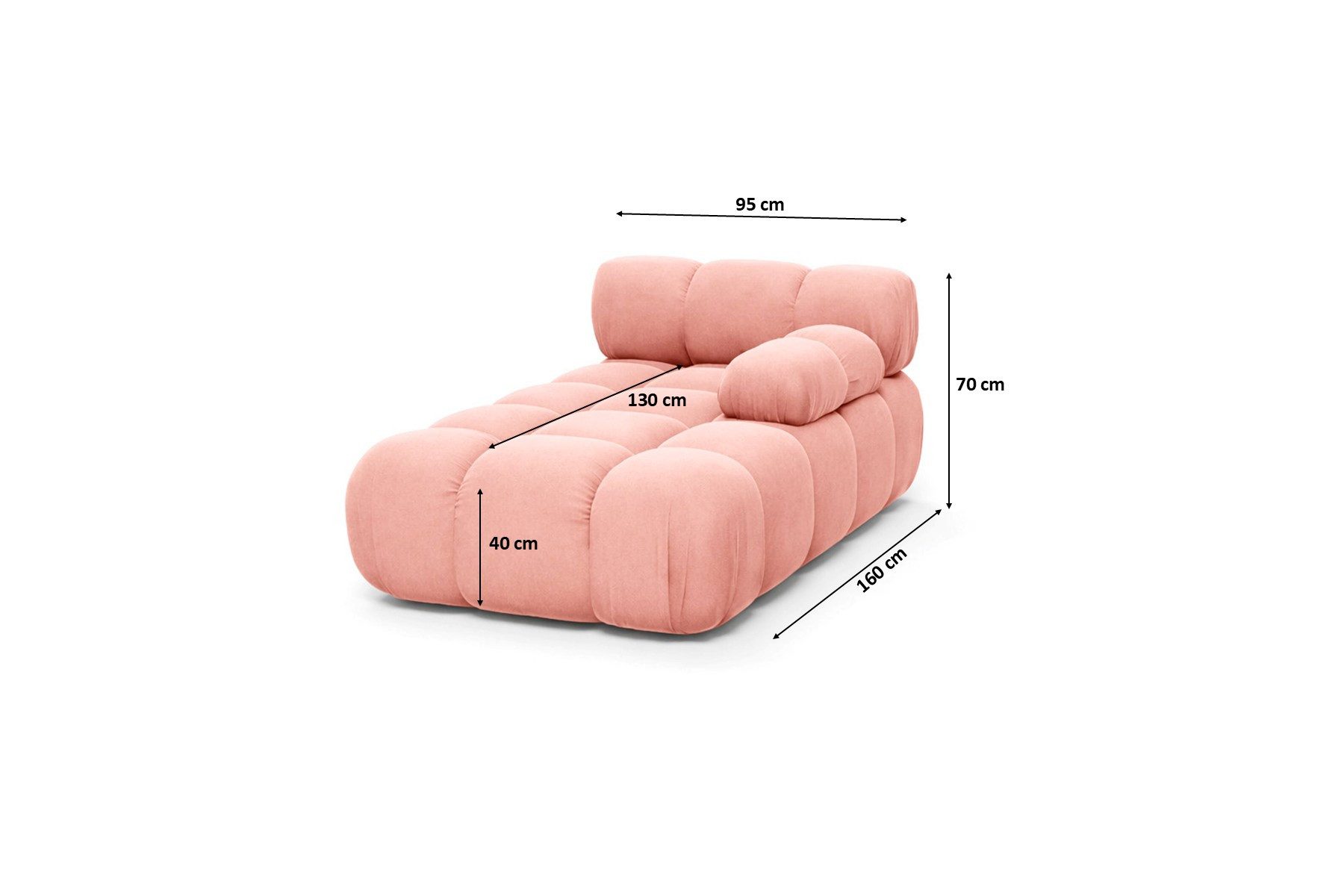 Kaiser Möbel Chaiselongue modular für Wohnzimmer, Veloursstoff Salvador, Selia, Chaiselongue, Veloursstoff Salvador,Teil eines Modulsystems,moderne, elegante Optik