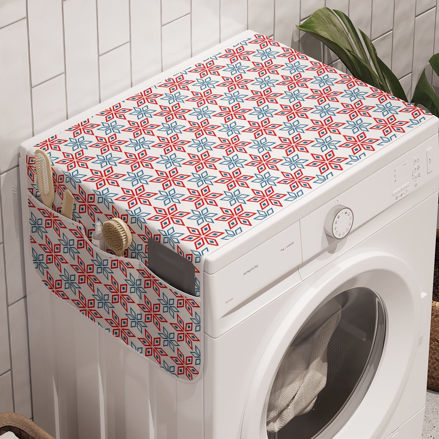 Stil und Waschmaschine Badorganizer Rhombus Petals Trockner, für Abakuhaus Abstrakt Anti-Rutsch-Stoffabdeckung