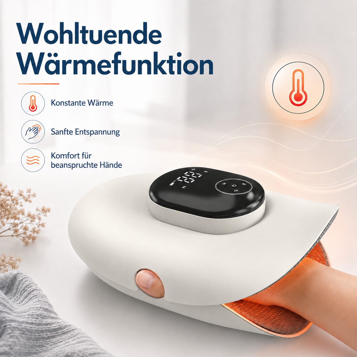 pedete Massagegerät Handmassagegerät mit Wärme & Kompression Elektrischer Handmassager, Kabelloser Hand Massager Schmerzlinderung für Finger, 4 Programme, 5 Dru – Bild 5 von 5