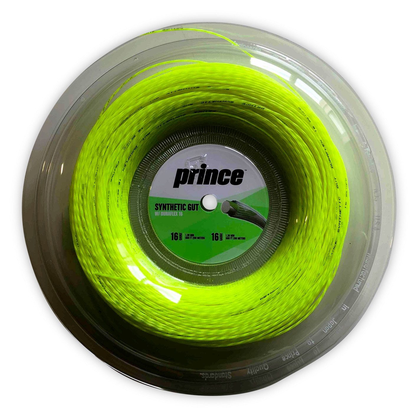 Prince Tennissaite Synthetic Gut mit Duraflex (Allround+Haltbarkeit) gelb 200m Rolle, Saitendicke: 1.30
