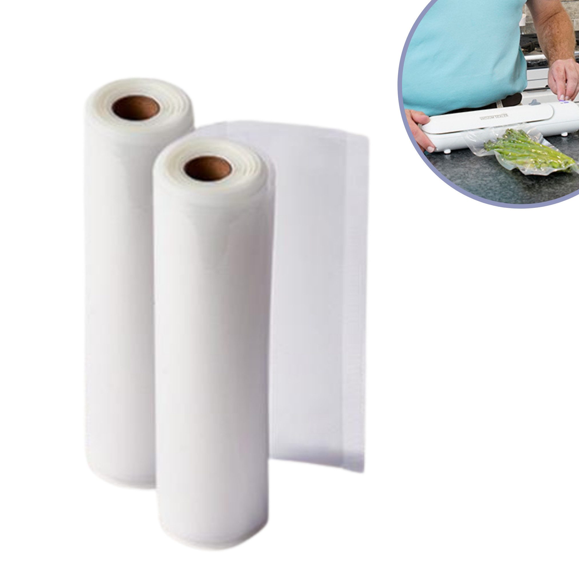 Starlyf Vakuumier-Folienrollen Vacuum Sealer Rollen, Zubehör für Starlyf Vakuumierer Vacuum Sealer, Beutelrolle 2er Set - 2 Rollen je 17 cm x 5 m