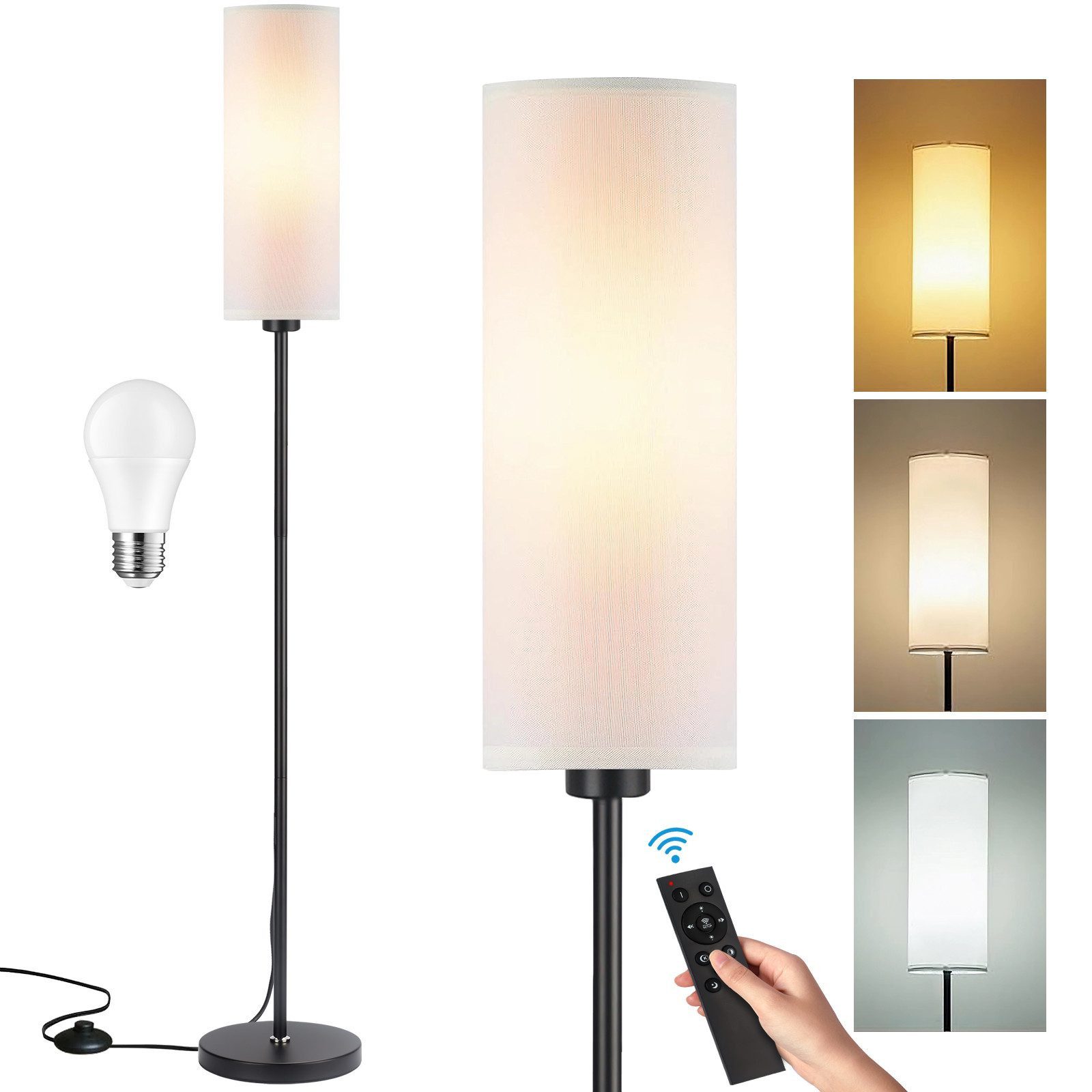 Ophy Stehlampe Stehlampe modern mit Fernbedienung – dimmbar, Fußschalter, inkl. 9 W LED, für Wohnzimmer & Raumecken