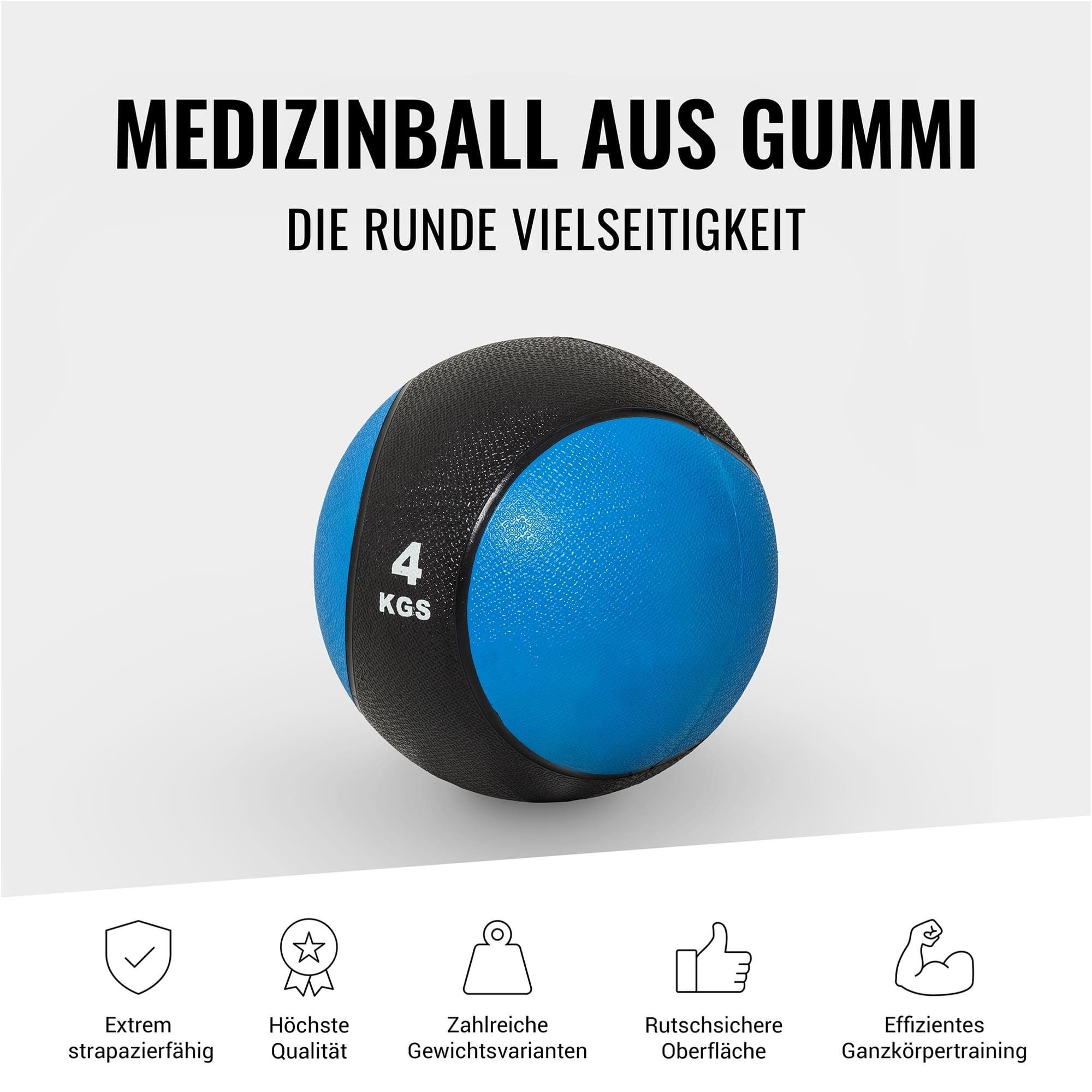GORILLA SPORTS Medizinball aus Ball Slam Farbwahl mit Blau Gummi, Einzeln/Set, Oberfläche, - griffiger