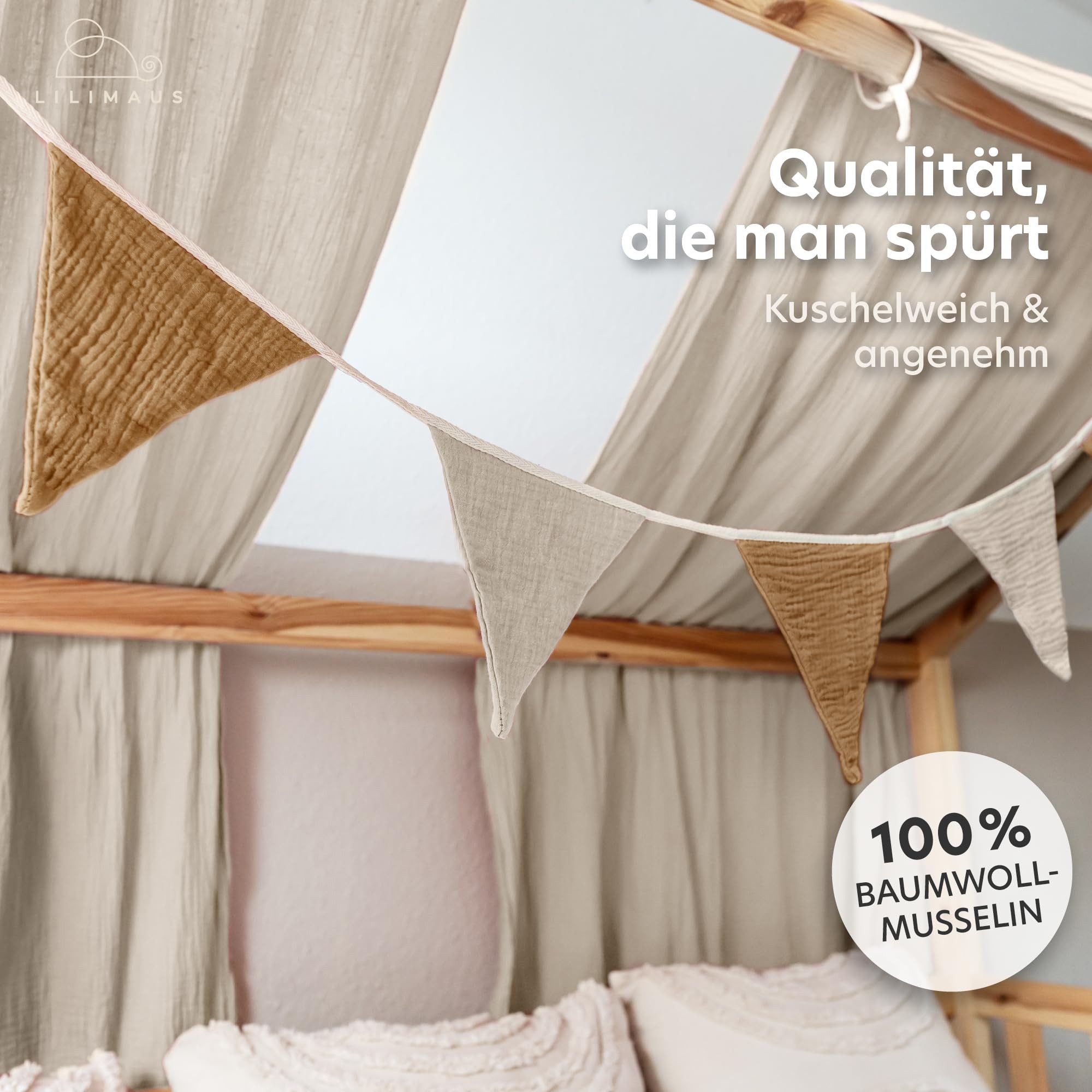 lilimaus Wimpelkette Sternenkette für Kinderzimmer - handgenähte Stoff-Girlande, handgefertigte Stoff-Girlande ca. 300 cm - Wimpel oder Sterne – Bild 3 von 5