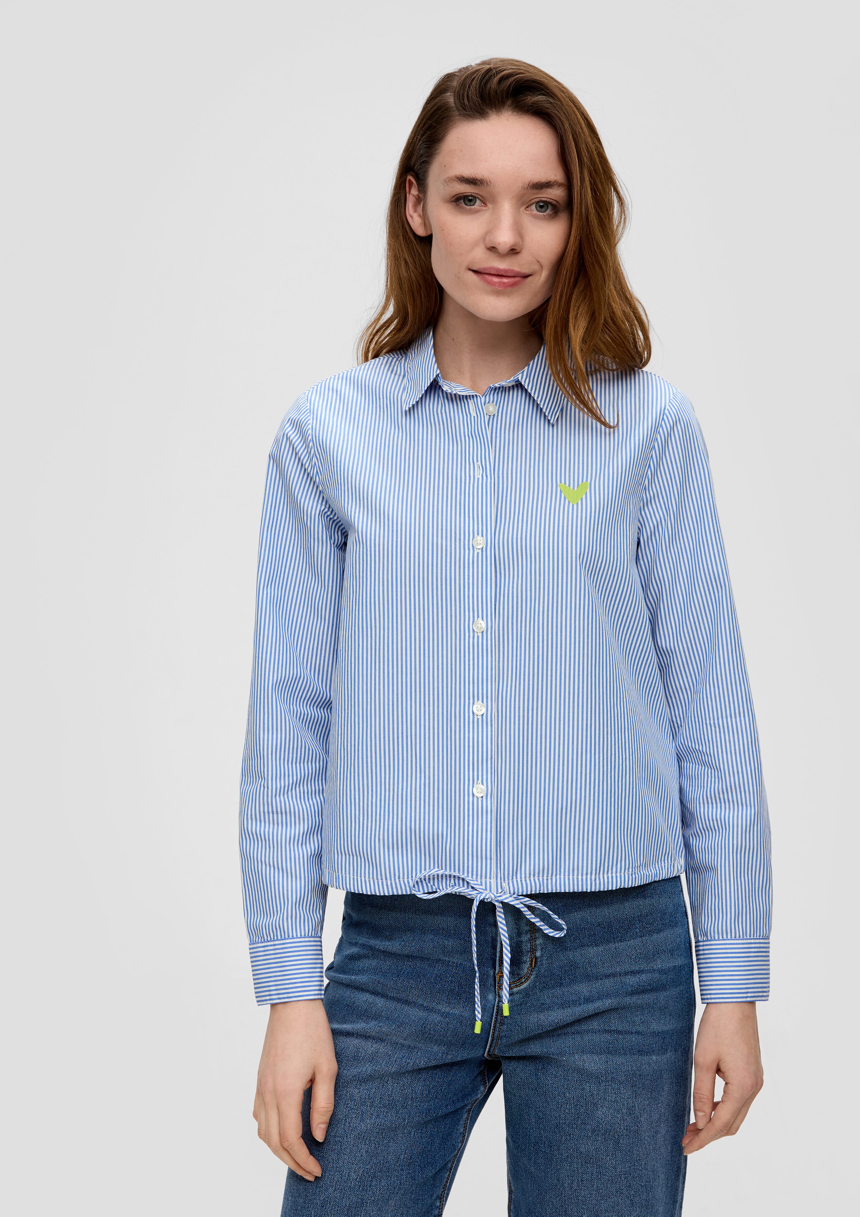 Langarmbluse Baumwollbluse mit Streifenmuster