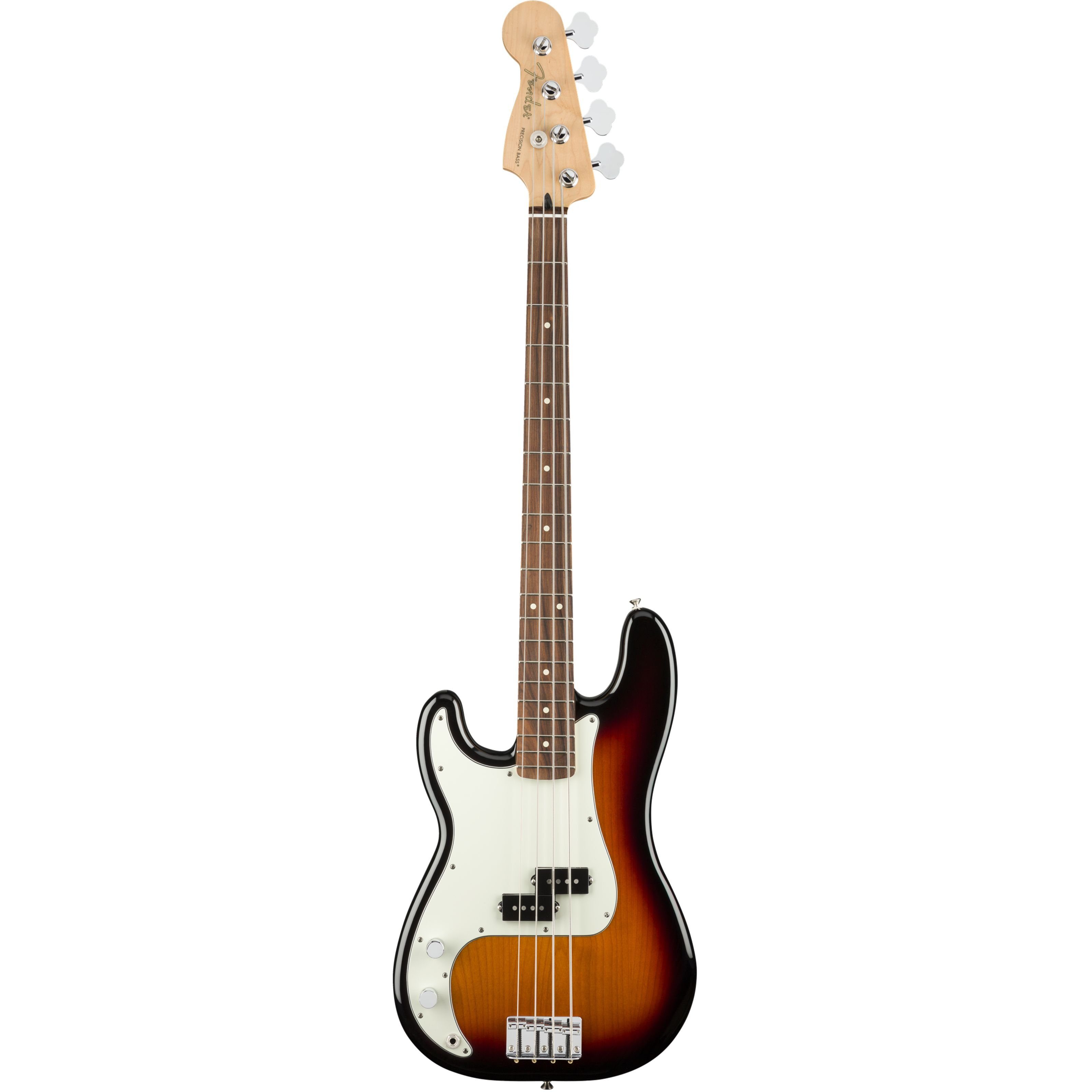 Fender E-Bass, Player Precision Bass Lefthand PF 3-Color Sunburst -  Linkshänder E-Ba