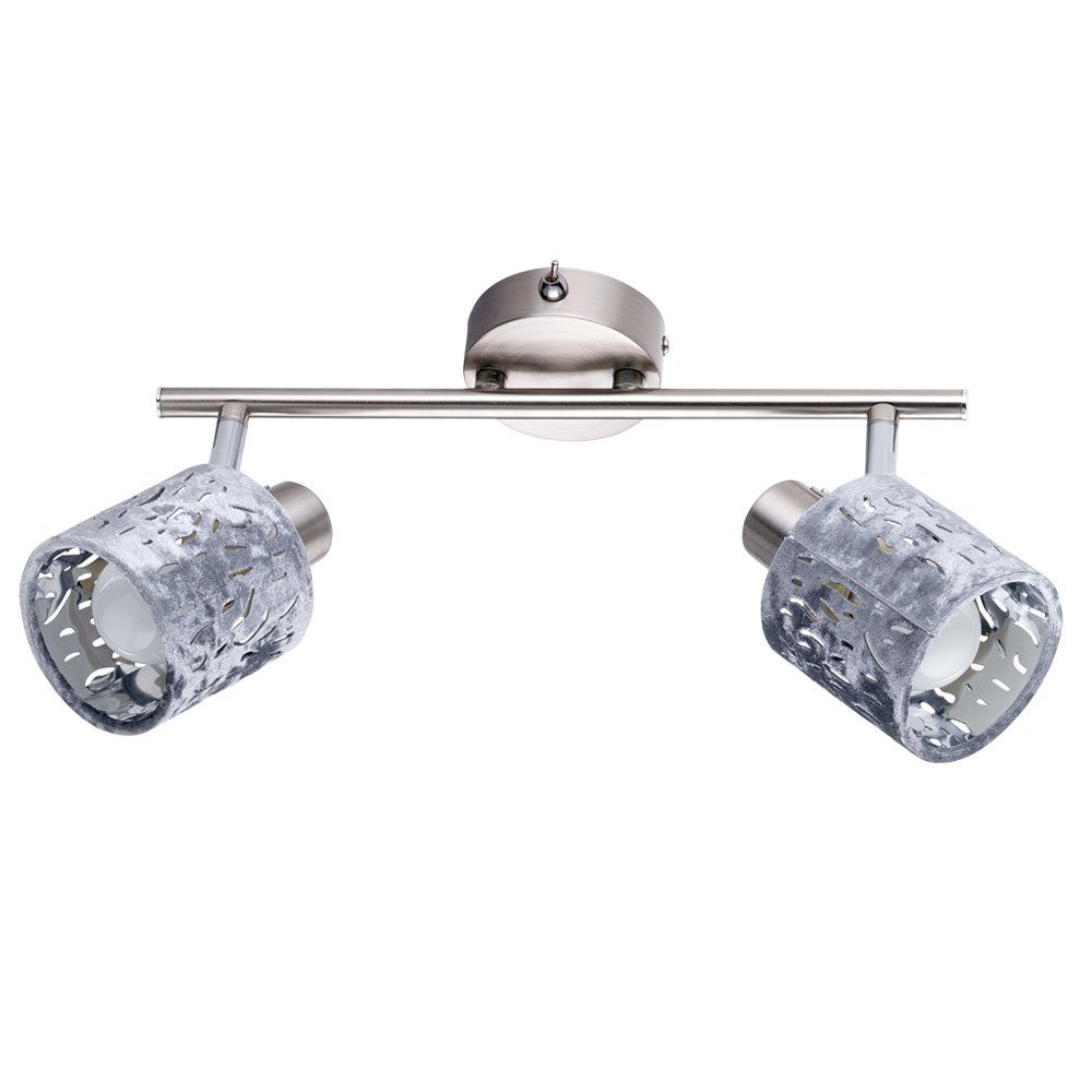 Wohn Leuchte silber LED Lampe Ess etc-shop Deckenleuchte, nicht Zimmer Spot Samt Decken Dielen Leuchtmittel inklusive,