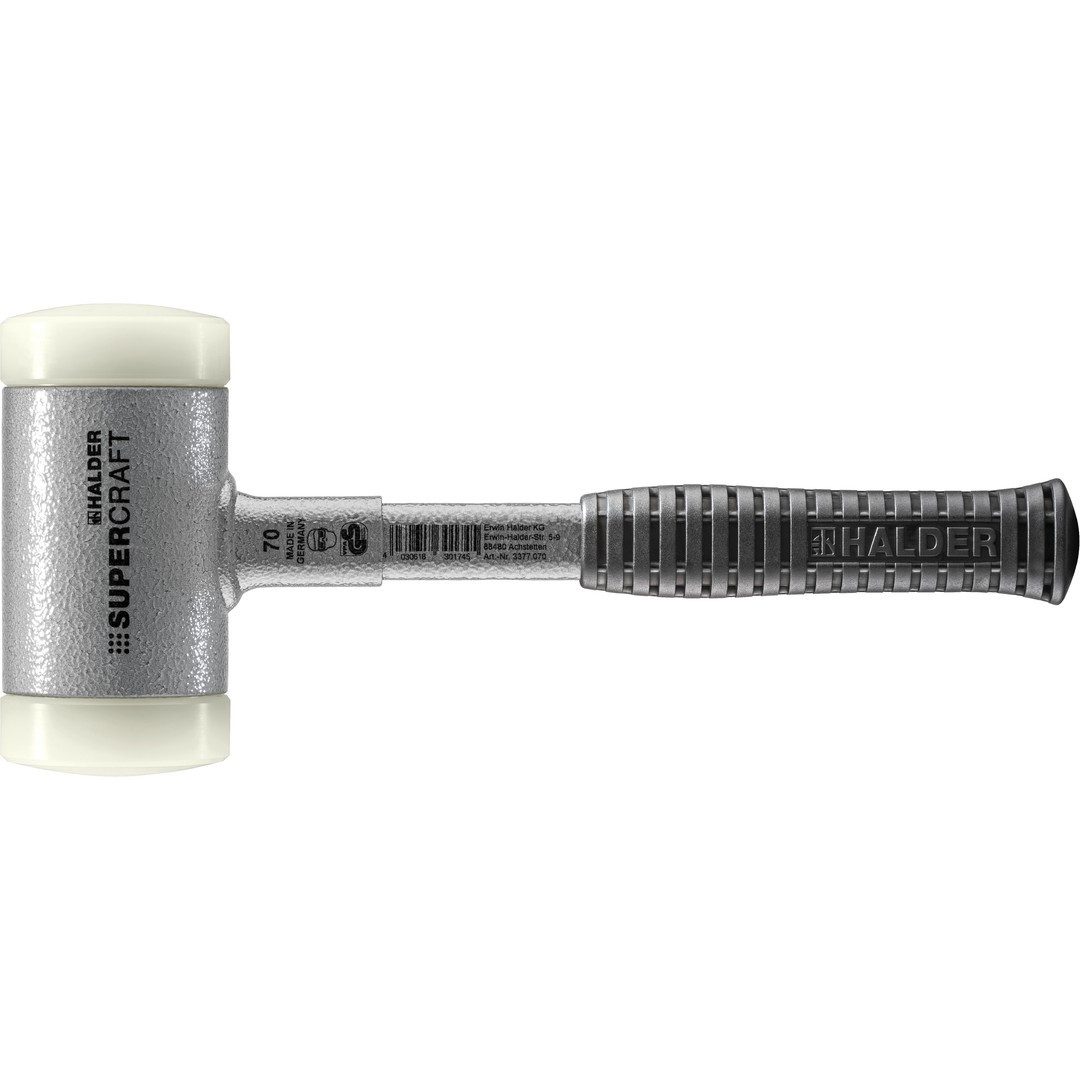 Gummihammer HALDER SUPERCRAFT Schonhammer Ø 70 mm rückschlagfrei mit bruchsicherem