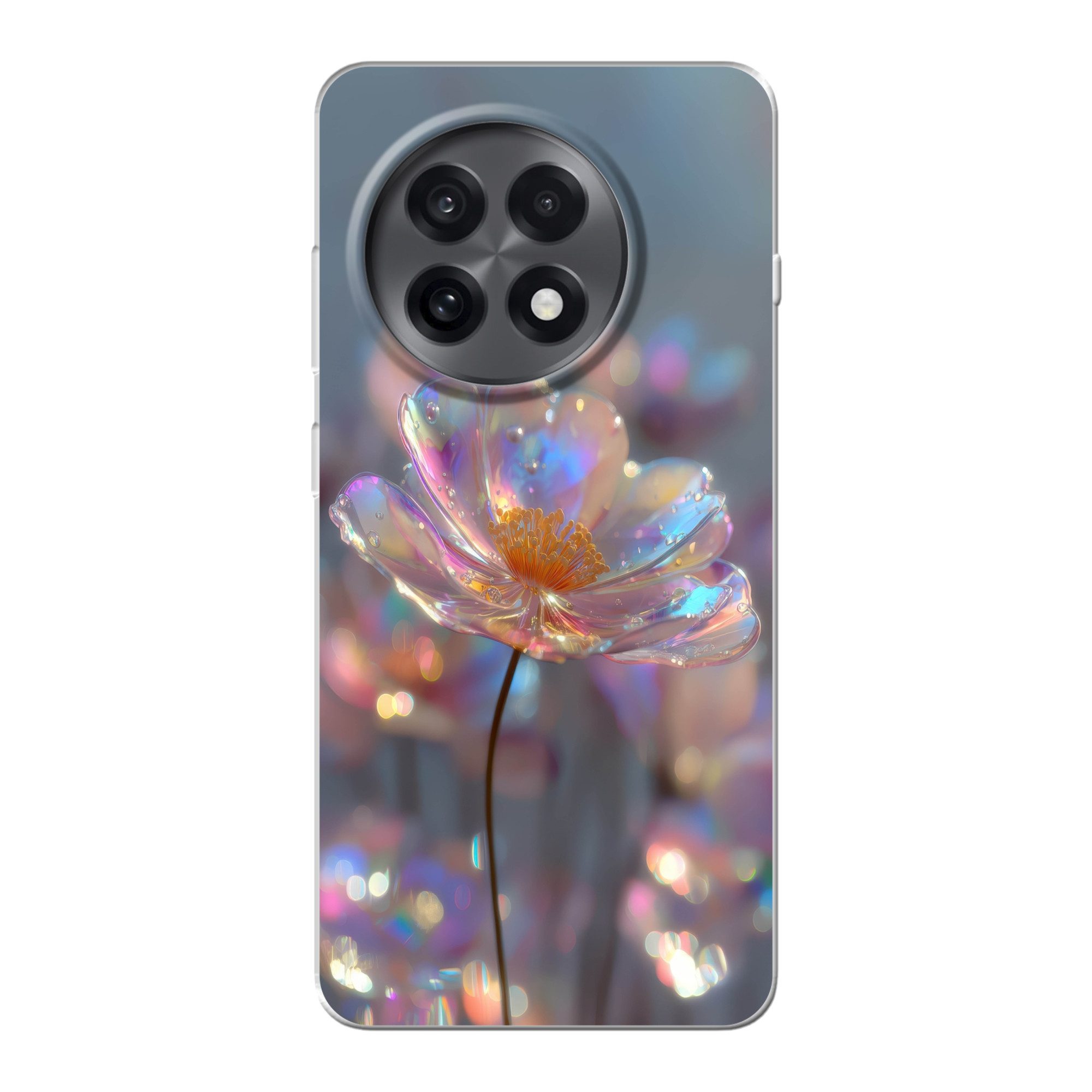 MuchoWow Handyhülle für OnePlus 13R Blume - Transparent - Pastellfarben - Tropfen, Handy Case, Silikon, Bumper Case Dünn