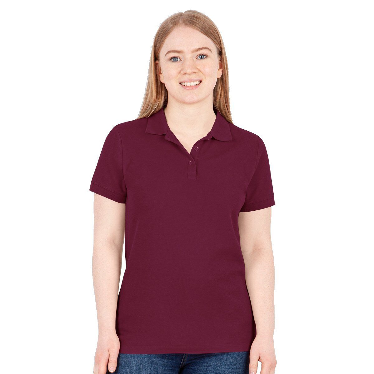 Poloshirt Organic Pique (Bio-Baumwolle, 200g/m2) weinrot Damen