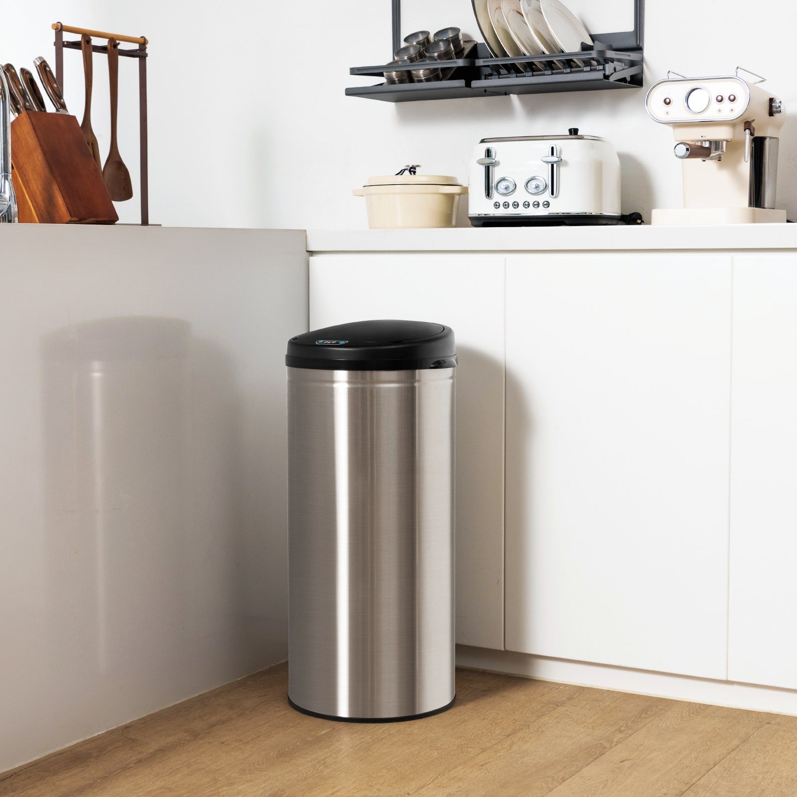 Automatischer Mülleimer 30L Edelstahl - Infrarot-Sensor, Deckel öffnet Per Handbewegung