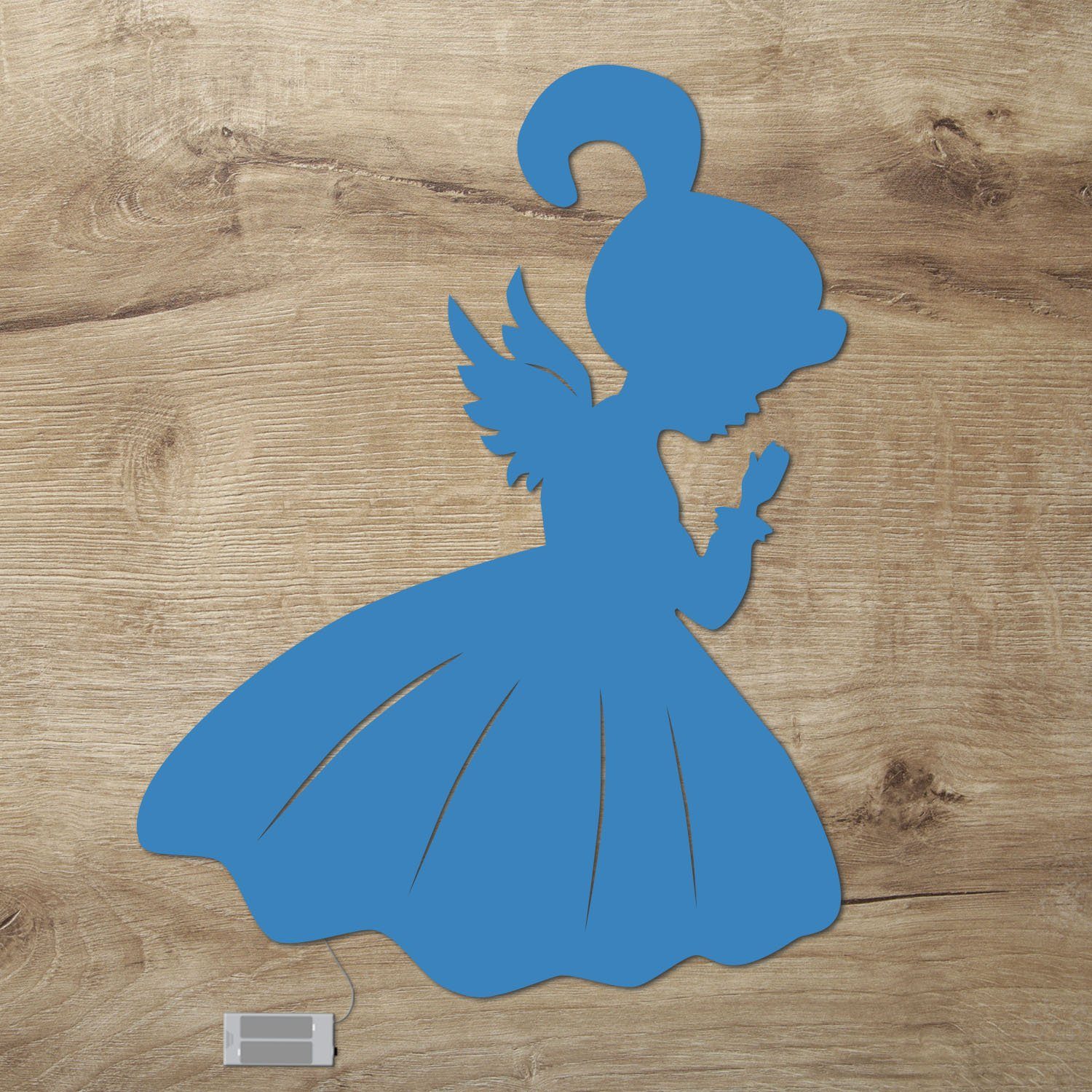 Namofactur LED Nachtlicht Schutzengel Nachtlicht Wandlampe Holz Wand Deko Lampe Kinderzimmer, Ohne Zugschalter/Stern, LED fest integriert, Warmweiß