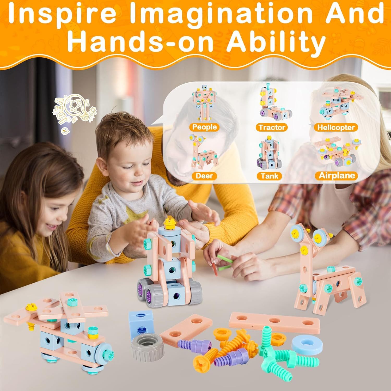 Luckice Lernspielzeug magnetische Bausteine, Lern- & Steckspiel, Kreativspielzeug für Kinder (Holzbausteine stellen ein wunderbares Lernspielzeug dar. Dieses kreative Spielzeug eignet sich perfekt für kleine Kinder, dient als ideales Spielmaterial für den Kindergarten und regt auf spielerische Weise die Vorstellungskraft sowie die handwerklichen Fähigkeiten der Kleinen an., 160-St., für Jungen ab 3 Jahre Geburtstagsgeschenk Geschenkidee), Fördert Feinmotorik & Kreativität, Montessori Konstruktionsspielzeug
