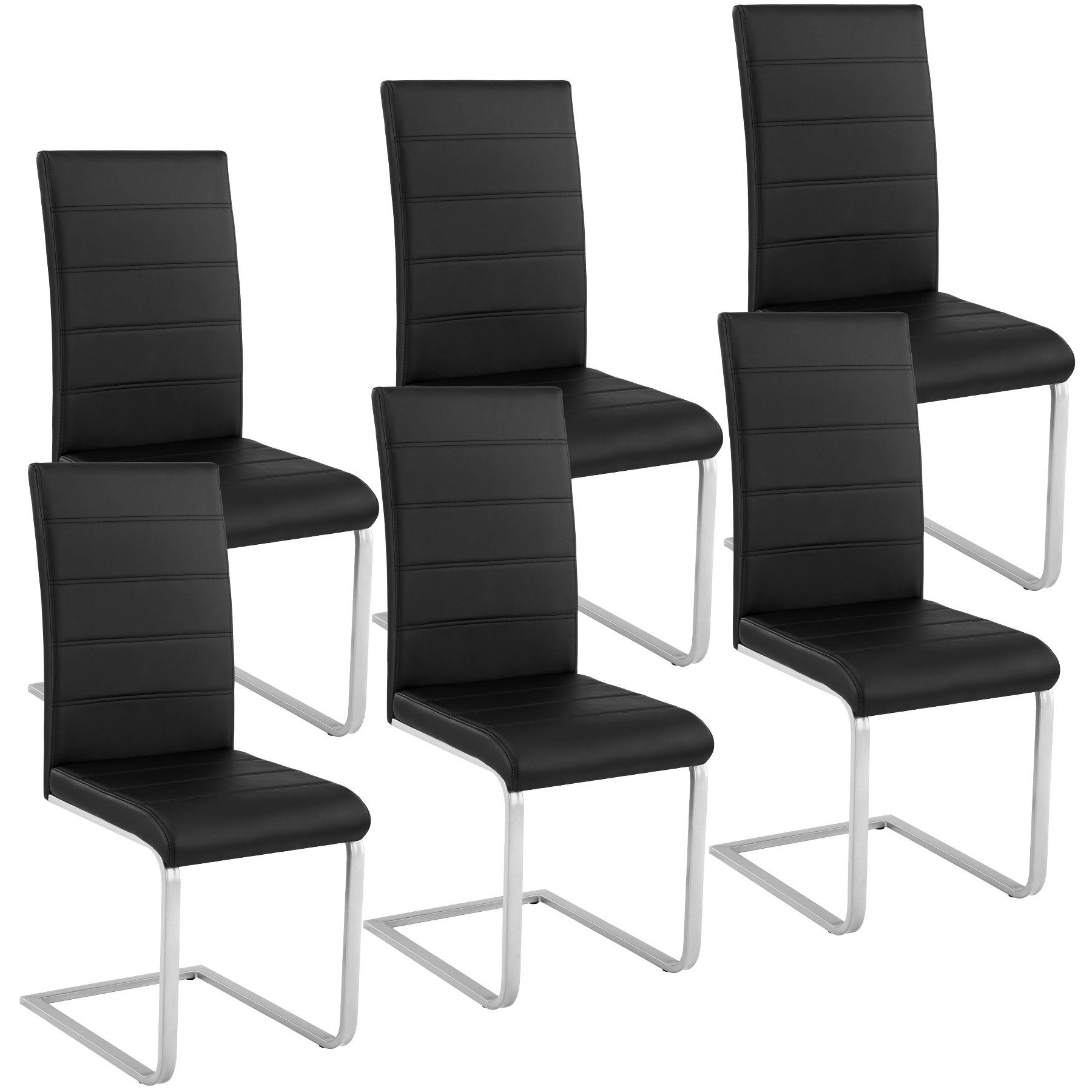 tectake Esszimmerstuhl Bettina (6er Set, 6 St), Gepolstert schwarz | Stühle